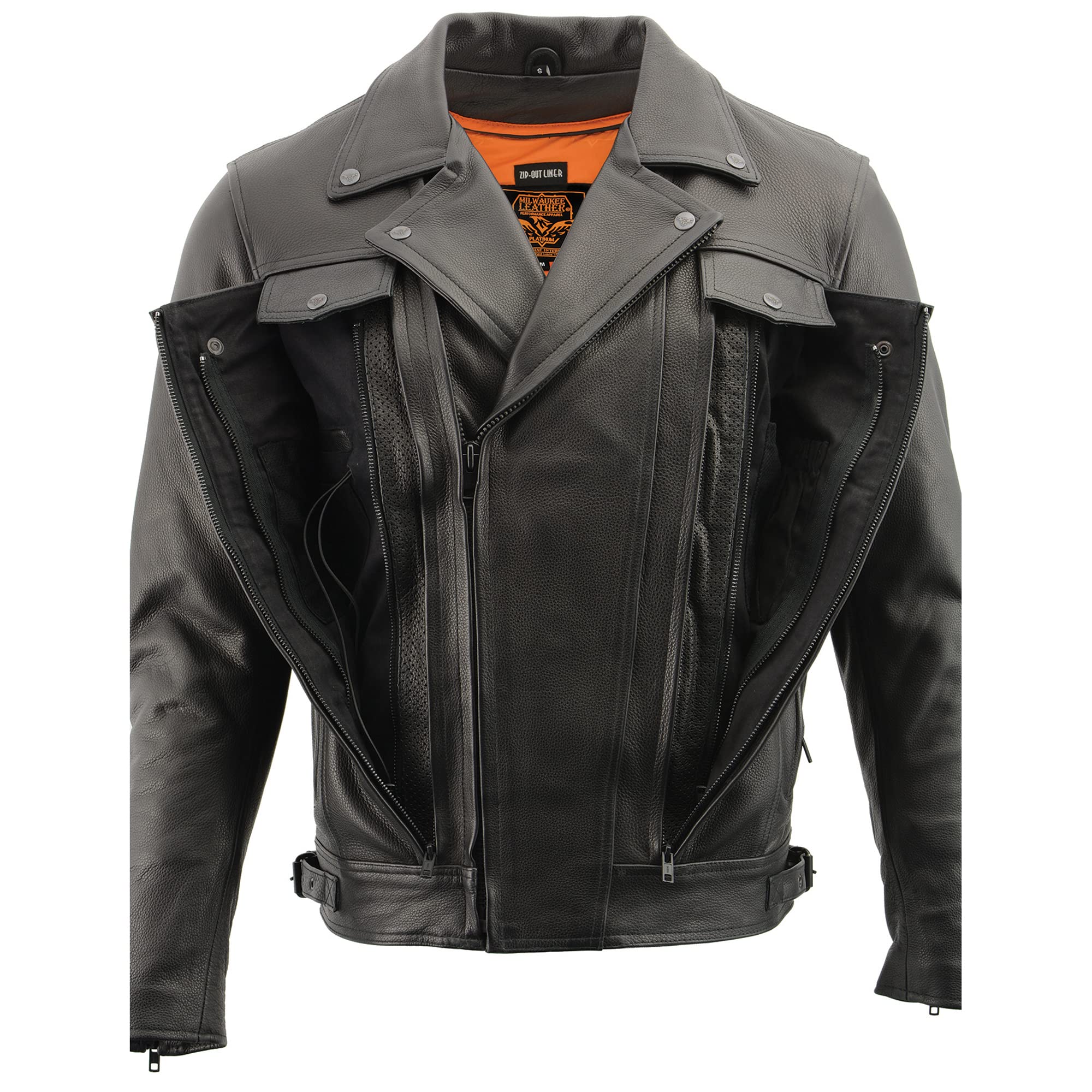 Milwaukee Leather Men's Black Utility Pocket Vented Cruiser Biker Jacket LKM1720 | Motorcycle Riding Gear for Harley & Cruiser Bikes | Perfect for Road Trips & Daily Commutes