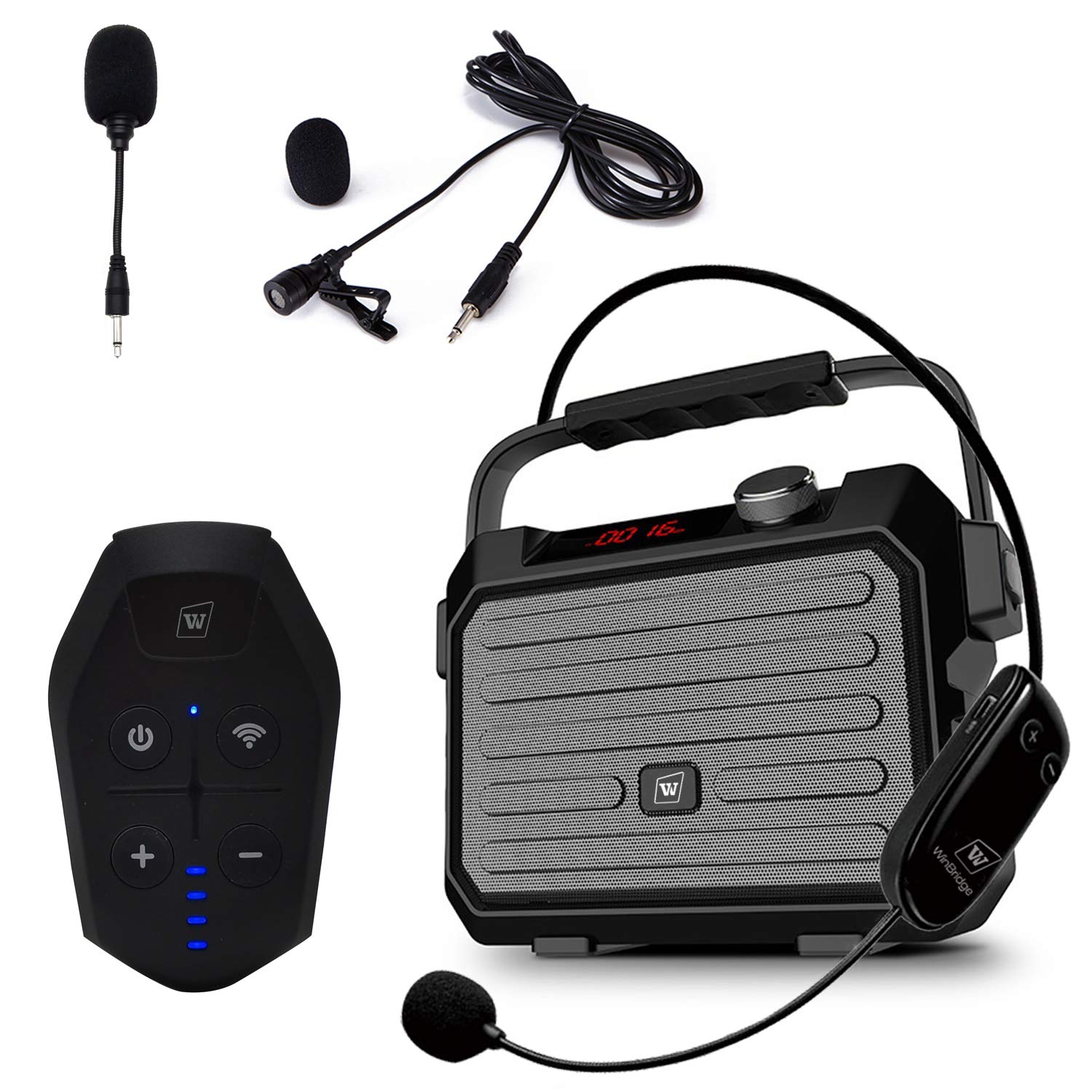 30W Wireless PA System with Bluetooth - Rechargeable Portable Megaphone & Speaker with Wireless Headset & Lavalier Microphone for Teachers, Outdoor Events, Public Speaking, and Classroom Presentations