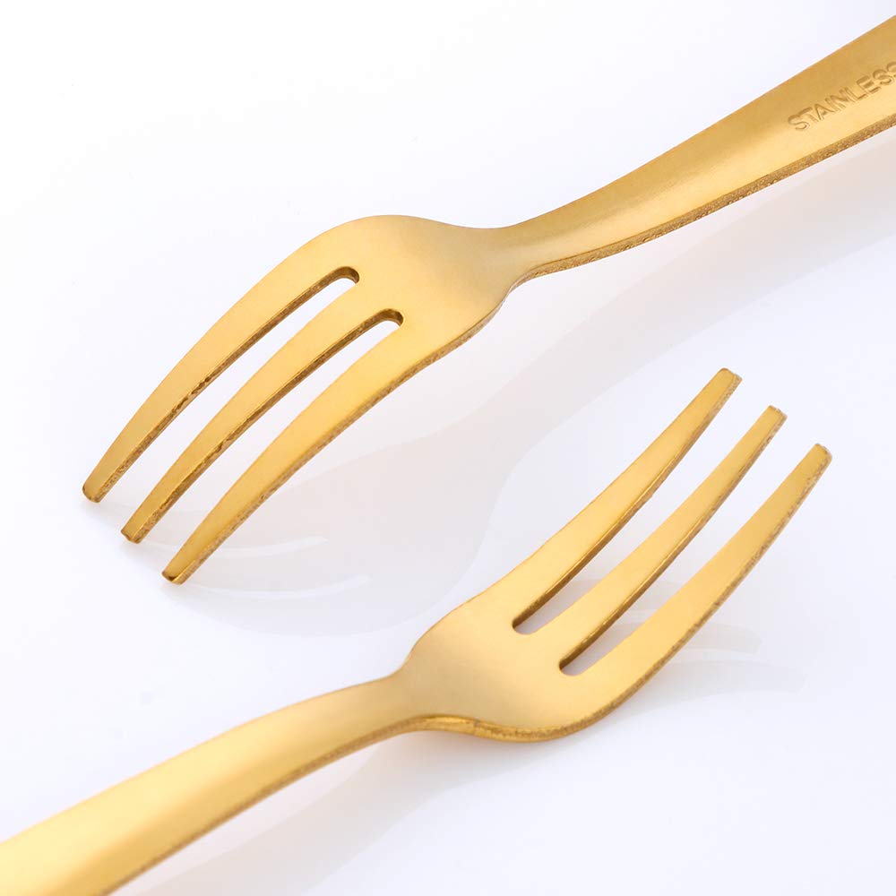 12-Piece Stainless Steel Gold Fruit Forks Set - 5.5 Inch Salad Pastry Oyster Forks, Elegant Flatware for Parties, Picnics, Weddings & Home Dining