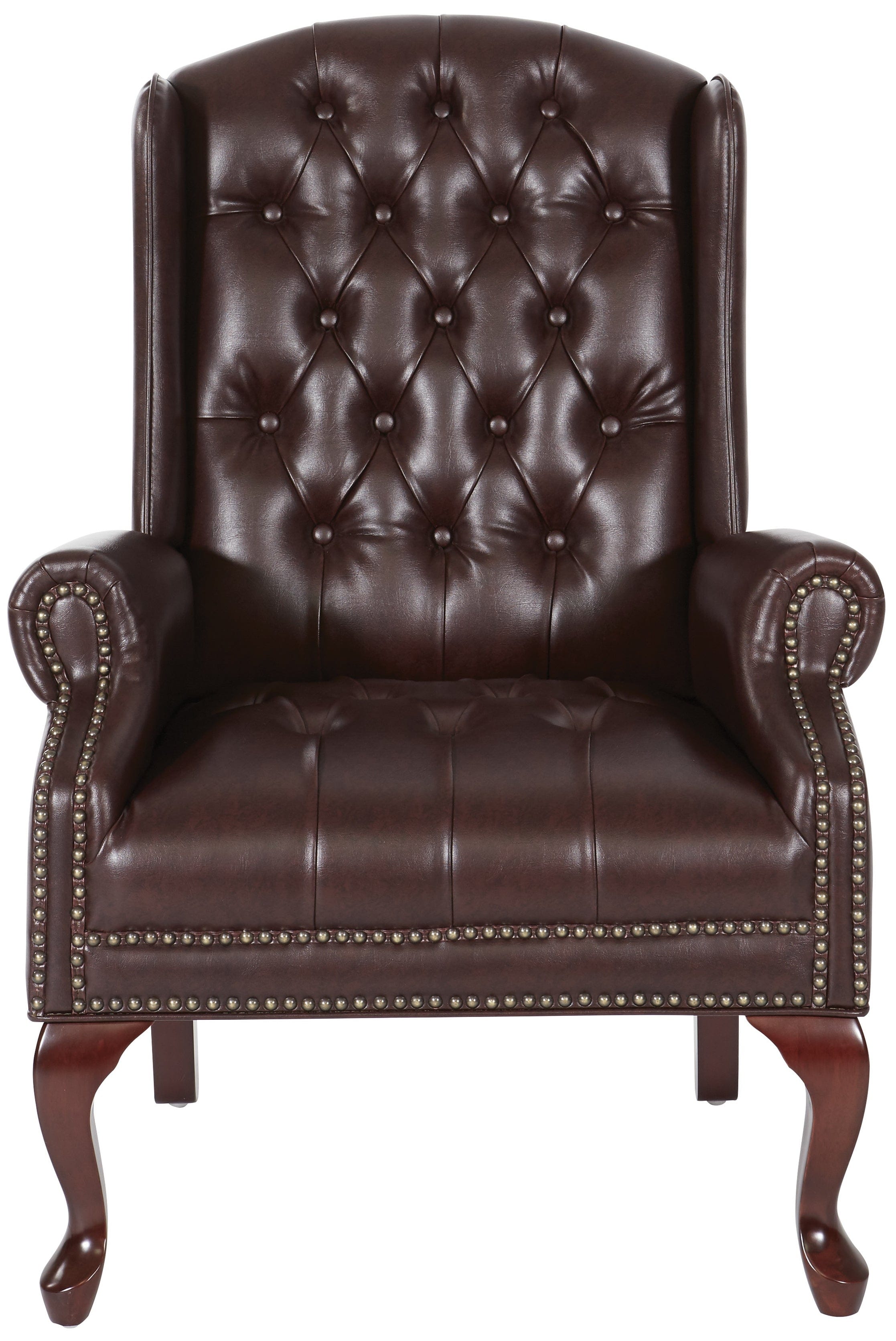 Work Smart Queen Ann Traditional Accent Chair - Elegant Upholstered Living Room Armchair with Carved Wood Legs [TEX234] - Perfect for Home Office, Reading Nook & Lounge Decor