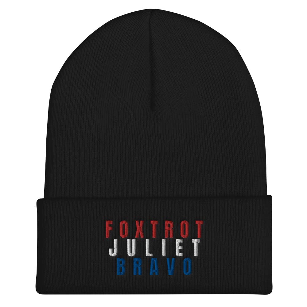 Foxtrot Juliet Bravo Hat for Men - Warm Cuffed Beanie Winter Cap | FJB Hats | Perfect for Outdoor Activities, Skiing, and Casual Wear
