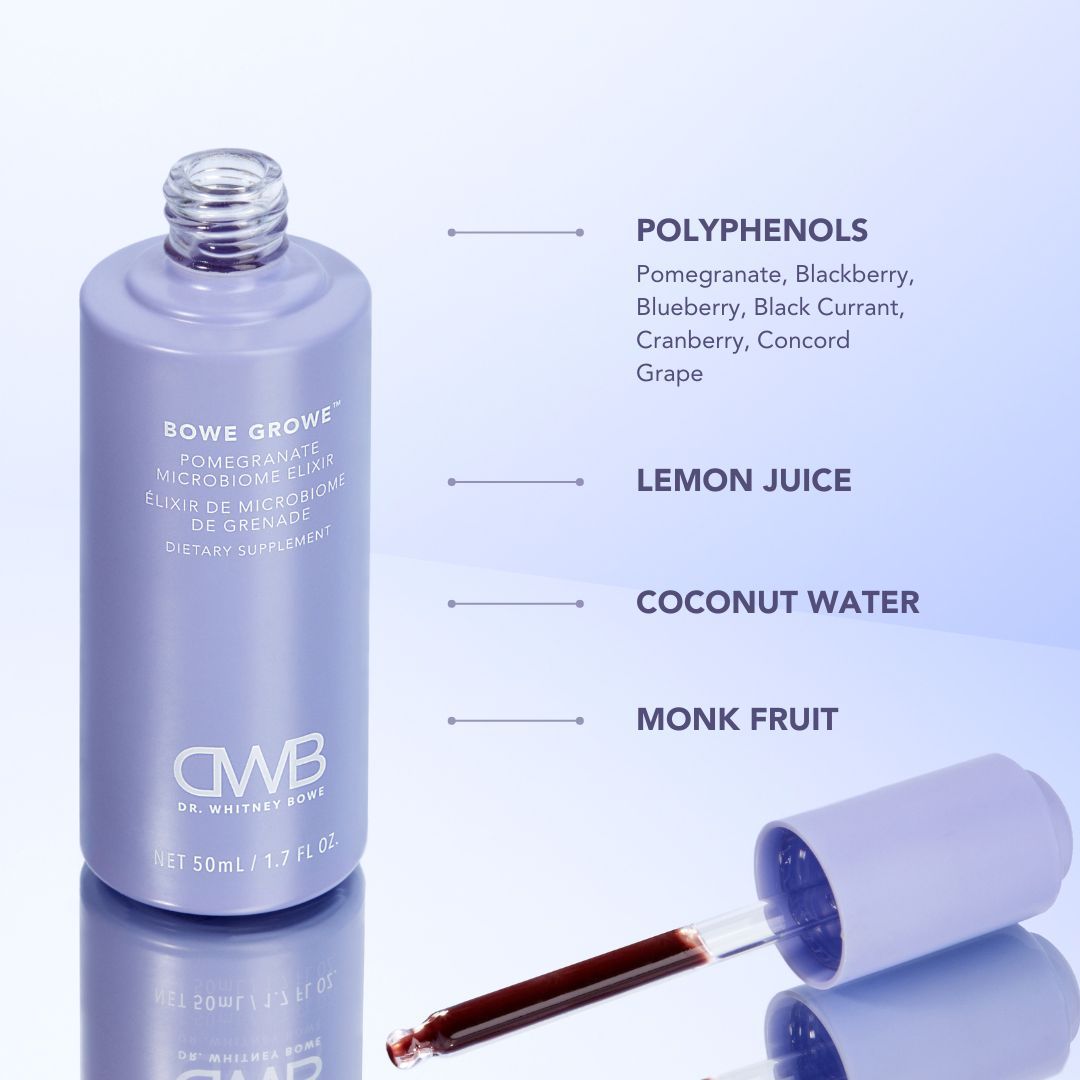 Bowe Growe Pomegranate Microbiome Water Enhancing Elixir - Skin Hydration & Gut Health Booster for Daily Wellness Routine