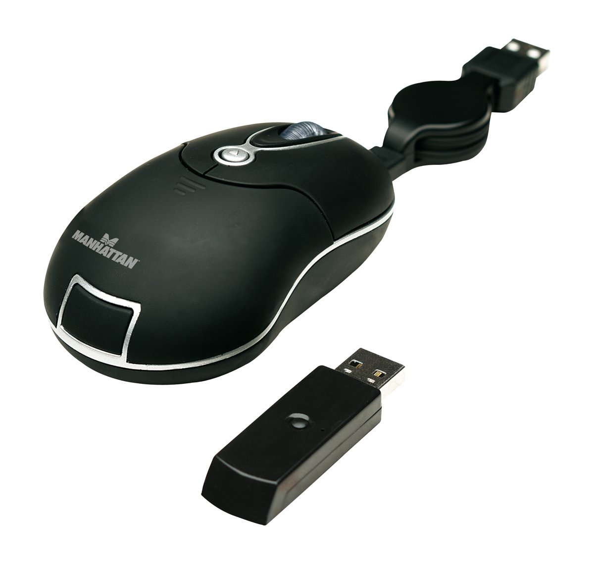 Manhattan Products Wireless Optical Mini Mouse - Portable & Ergonomic USB Mouse for Laptop, PC, Mac - Perfect for Office, Travel, and Home Use