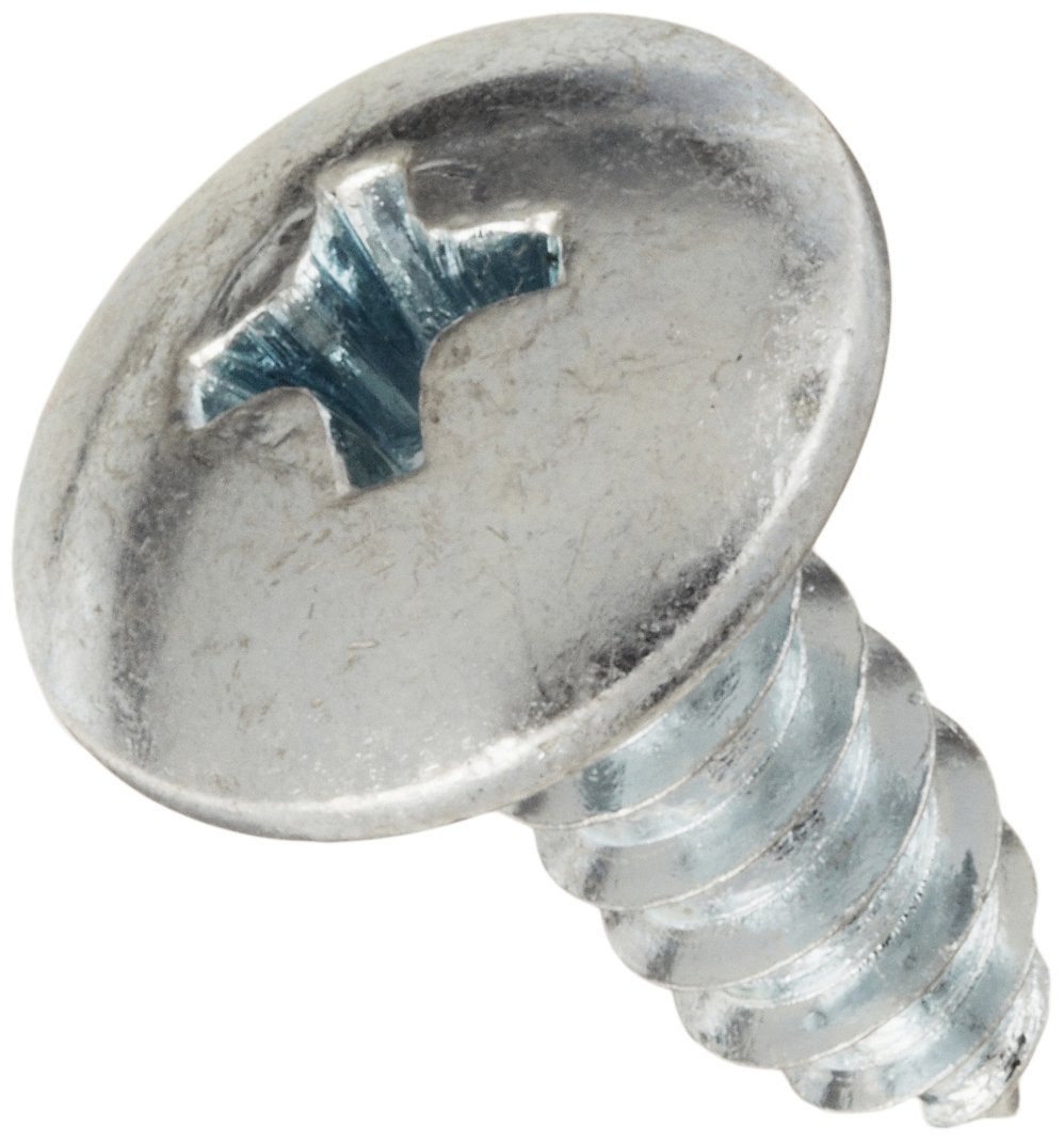 Small Parts 1008ABPT Zinc Plated Steel Sheet Metal Screws, Truss Head Phillips Drive Type AB, #10-16 Thread Size, 1/2