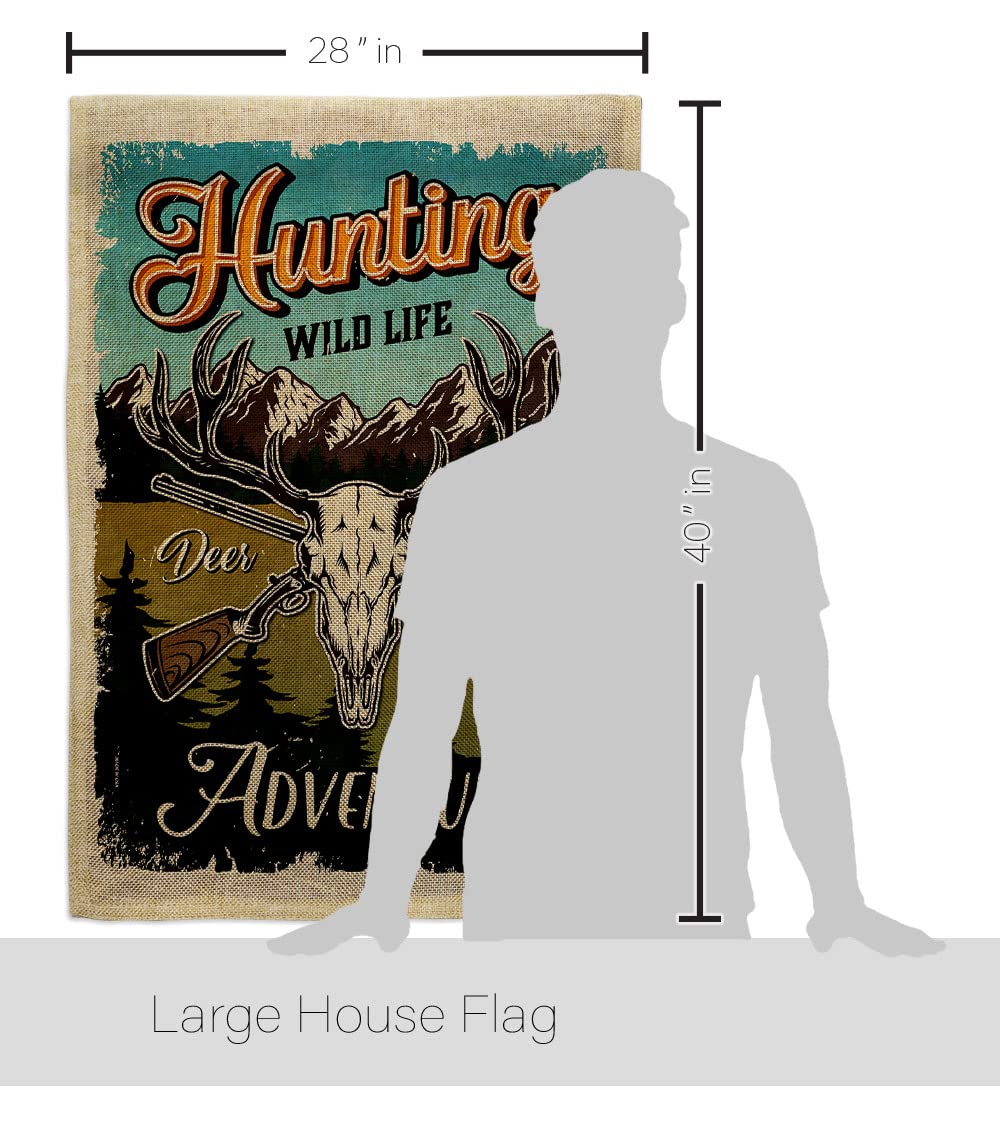 Wildlife Adventure Burlap House Flag Set - Double-Sided Outdoor Decor with Deer, Bear & Wolf Designs - Nature & Farm Animal Banner for Garden, Yard & Patio - Made in USA - Perfect for Country Homes, Cabin Decor & Nature Lovers