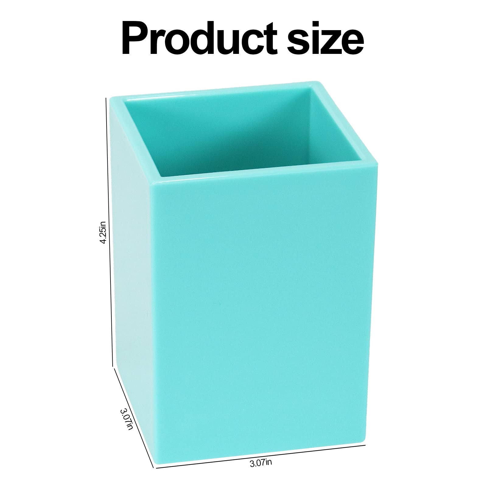 Koqye Acrylic Pen Holder - Teal Pencil Cup Organizer for Desk, Office & School | Decorative Makeup Brush Storage | Perfect for Home, Office & Classroom Organization (Teal)