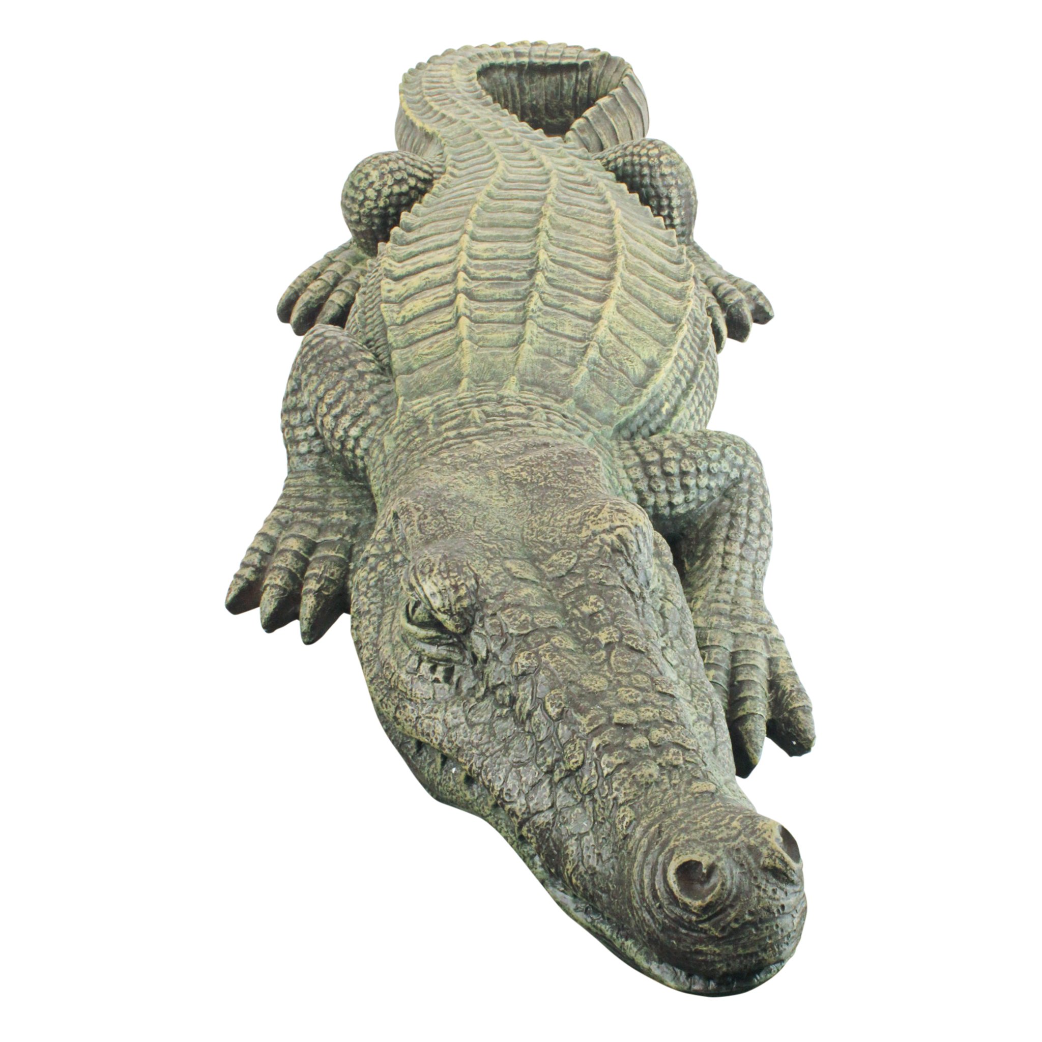 Design Toscano Large 37-Inch Swamp Beast Alligator Crocodile Outdoor Garden Statue - Cast Stone Resin with Reptile Green Finish for Lawn, Yard, and Poolside Decor