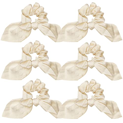 6 Pcs Satin Hair Ties for Women & Girls - Soft Silk Scrunchies, Hair Bands, Ponytail Holders & Hair Accessories (3.8