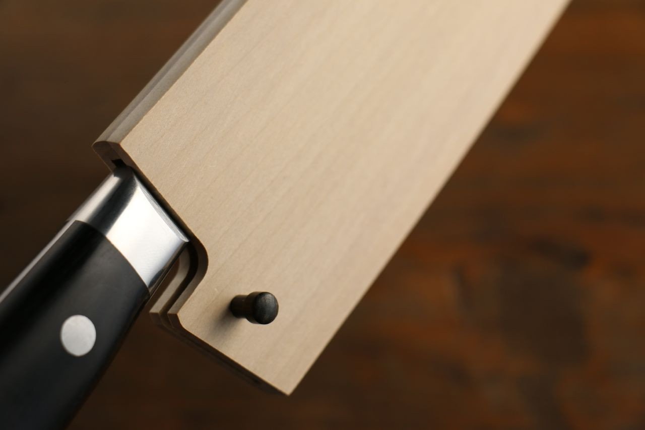 Premium Magnolia Saya Sheath for 165mm Santoku Knife - Handcrafted Plywood Pin & Nashiji Finish | Perfect for Japanese Kitchen Knives, Home Chefs & Gift Giving