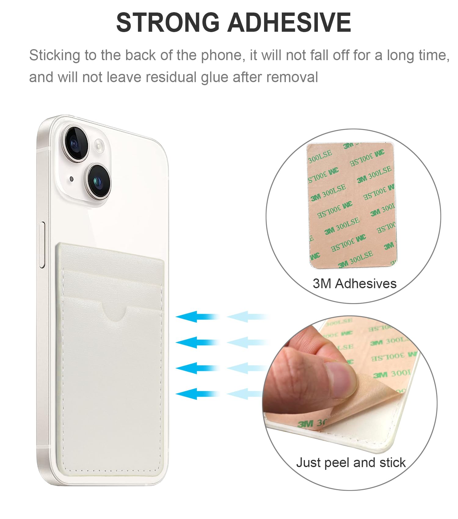 Premium Leather Stick-On Phone Wallet with Dual Card Pockets - Compatible with iPhone, Samsung Galaxy & Android Phones (2 Pack, Milky White) - Perfect for Hands-Free Shopping, Travel & Everyday Convenience