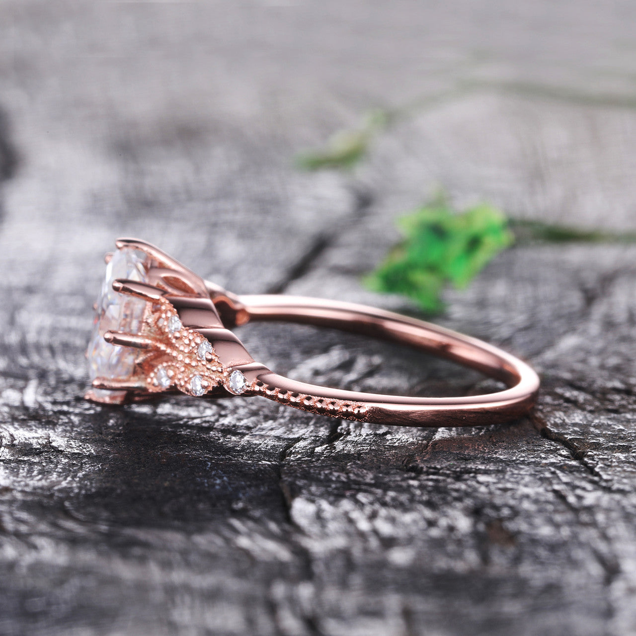 6x8mm Oval Moissanite Engagement Ring - Art Deco Rose Gold Vintage Wedding & Promise Ring for Women | Perfect for Proposals, Anniversaries, and Special Occasions