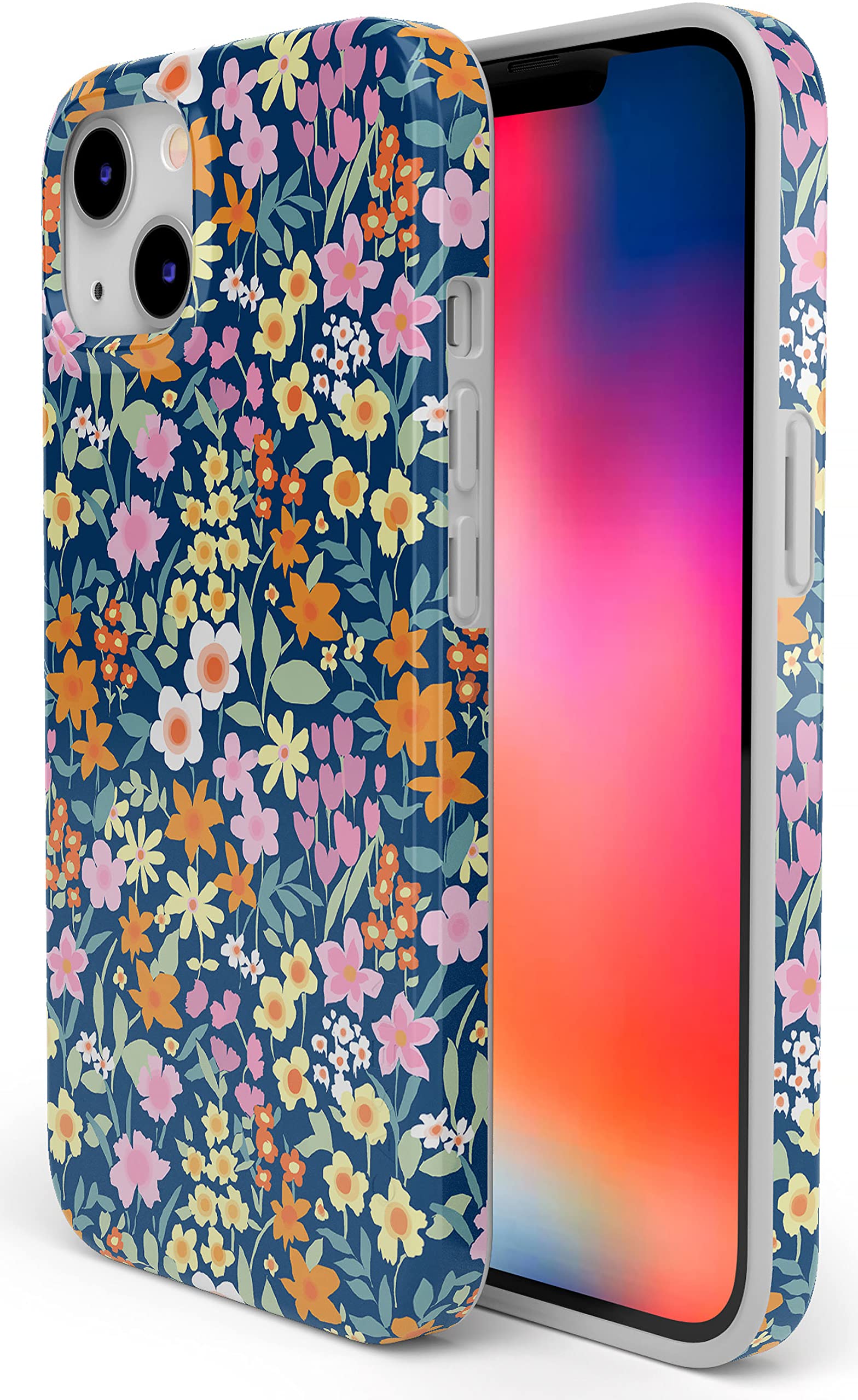 Casely iPhone 13 Case with MagSafe Compatibility - Navy Blue Floral Design Protective Phone Cover | Perfect for Everyday Use, Office & Travel Protection