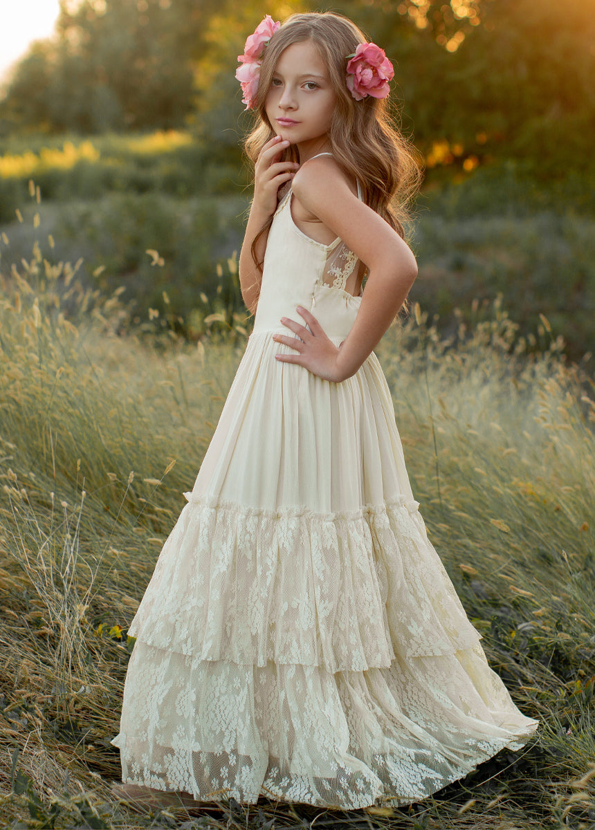 Catrin Dress in Cloud | Elegant Women's Flowy Maxi Dress for Summer, Beach, and Special Occasions