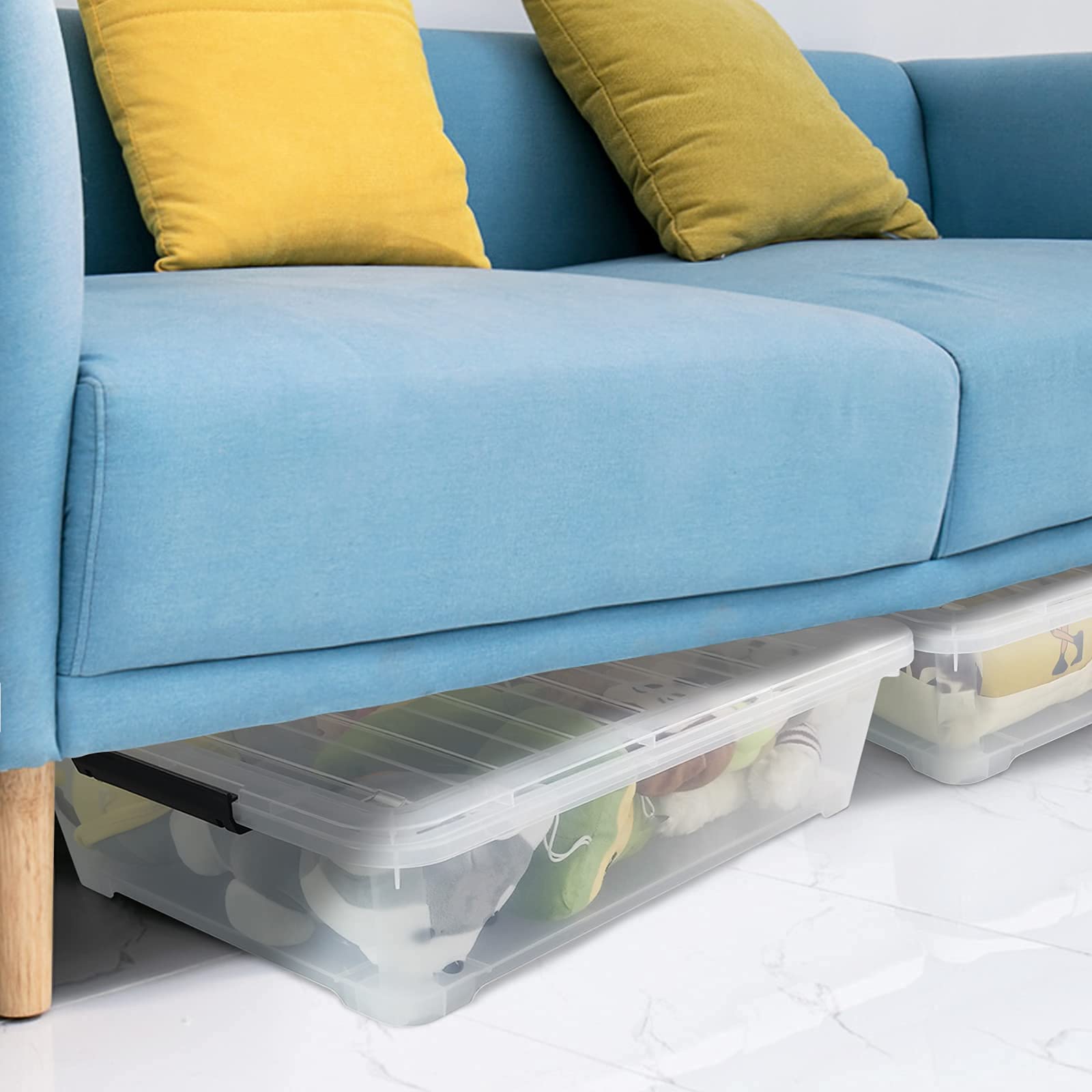 4-Pack 40 Quart Large Clear Plastic Under Bed Storage Bins with Wheels & Lids - Space-Saving Organizer for Clothes, Blankets, Shoes | Perfect for Bedroom, Closet, Dorm Room Organization
