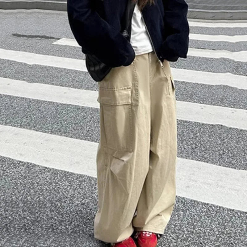 American Style Men's Cargo Pants with Large Pockets - Straight Leg, Half Elastic Waist, Loose Fit Comfortable Trousers for Outdoor Work, Hiking & Casual Wear | Model 9C9250