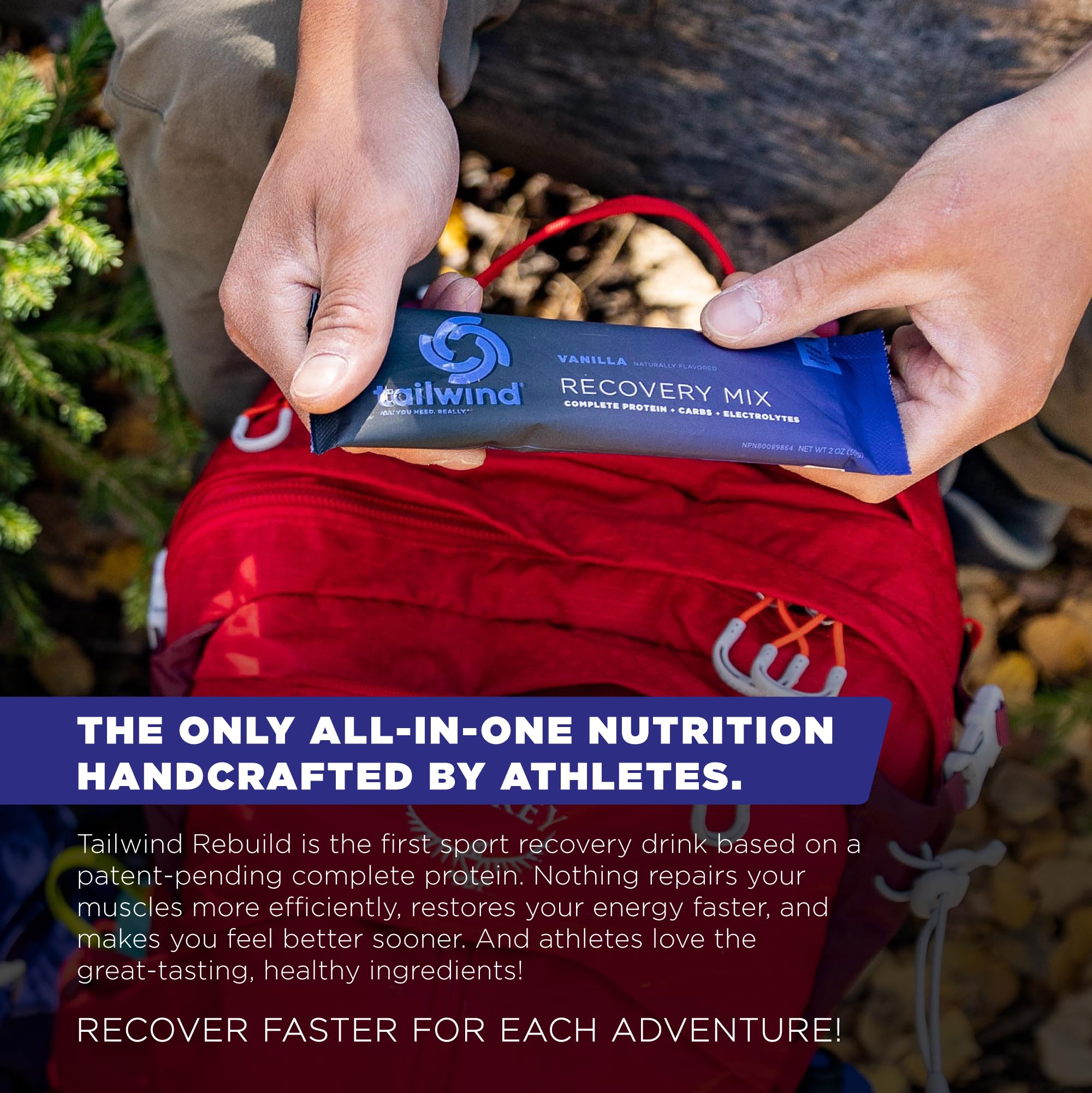 Tailwind Nutrition Recovery Mix - Complete Protein, Carbs & Electrolytes Powder | Vegan Post-Workout Drink | Gluten, Soy & Dairy Free | Vanilla Flavor (15 Servings) | Ideal for Gym Recovery, Hiking & Endurance Sports