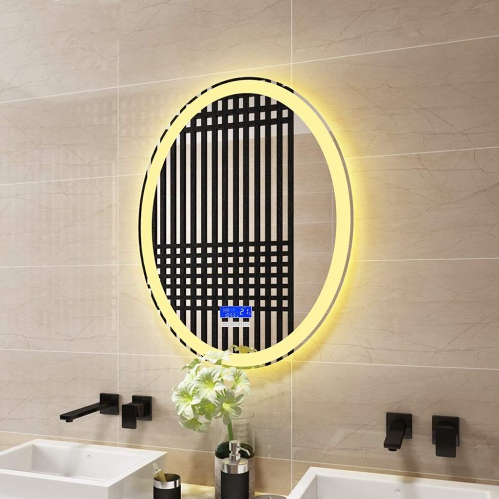 Bluetooth Anti-Fog Makeup Mirror with Dimmable LED Lights - Modern Bathroom Wall Mirror Displaying Time & Temperature - Perfect for Vanity, Dressing Room & Beauty Salon
