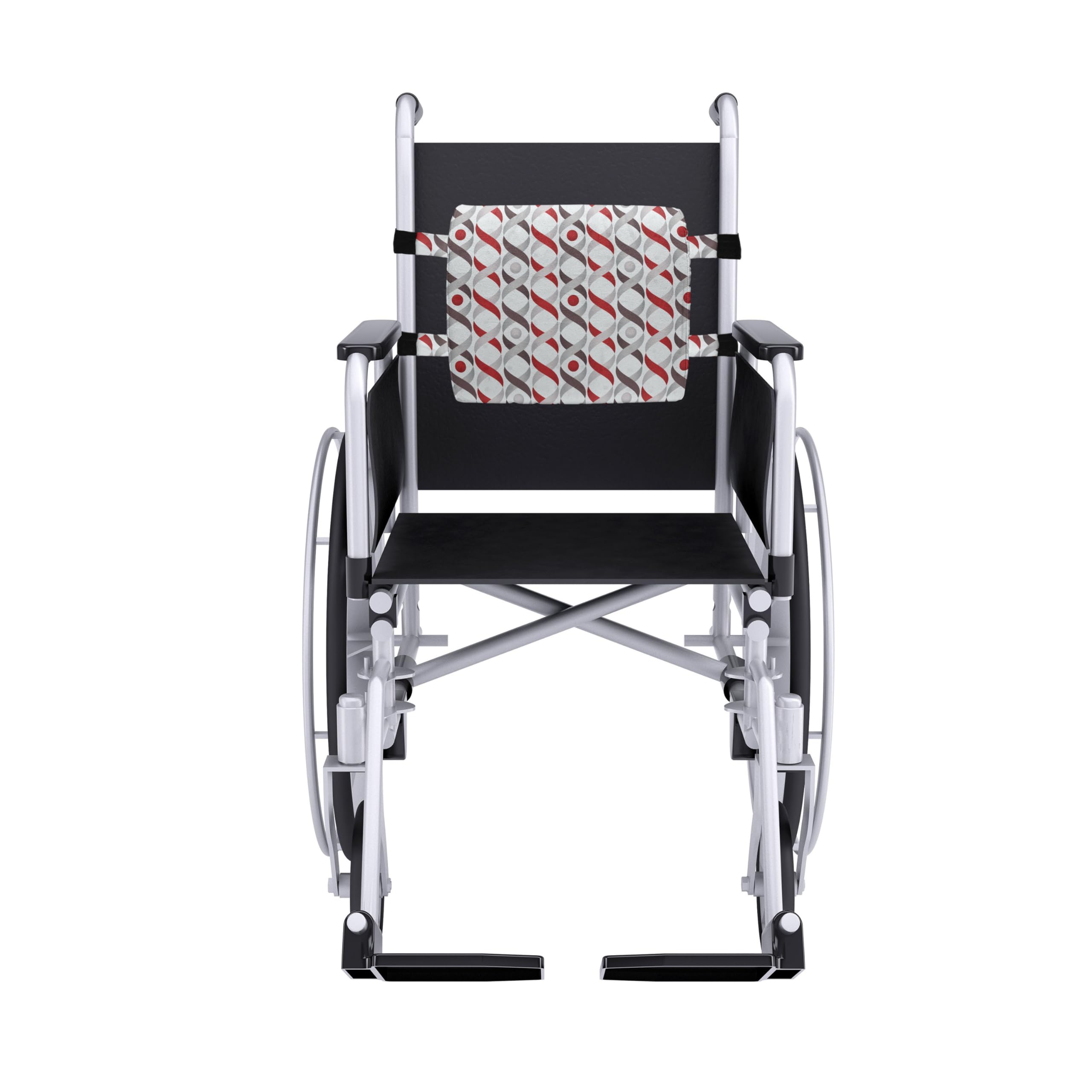 Ambesonne Abstract Lumbar Support Pillow - High Density Foam for Office Chairs & Car Seats, 14x13 Inches, Grey & Red Wavy DNA Pattern - Perfect for Back Pain Relief at Work or Long Drives