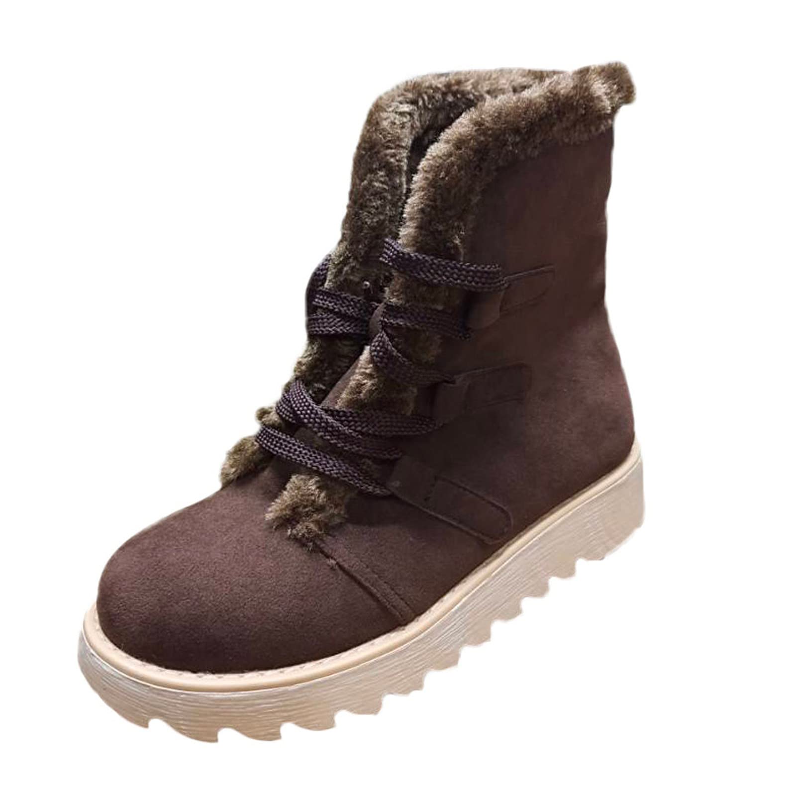 Women's Warm Lace-Up Snow Boots - High Cut Round Toe Flat Winter Boots for Women - Black | Perfect for Snowy Weather, Hiking & Outdoor Activities