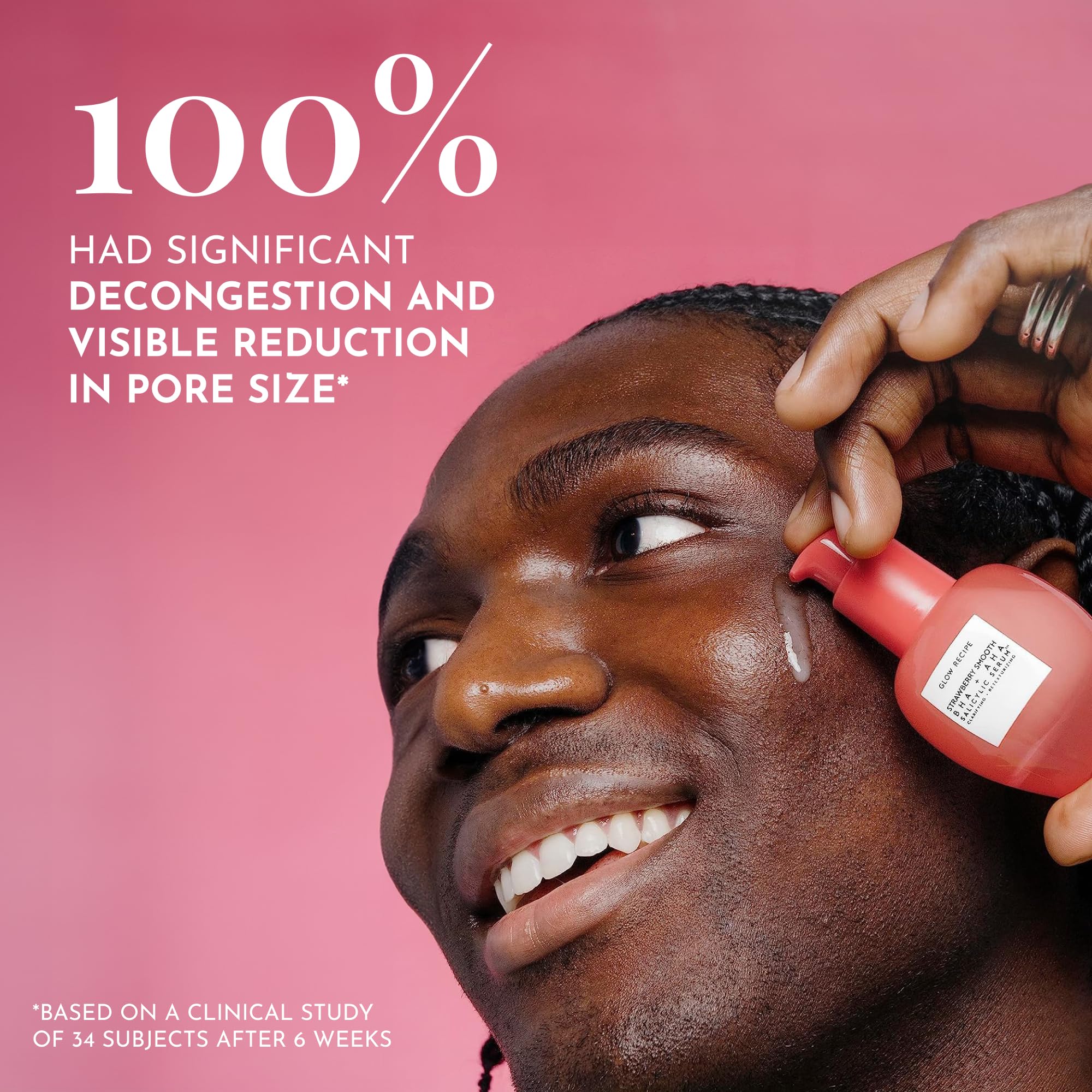 Glow Recipe Strawberry Smoothing Salicylic Acid Serum - Blemish Clarifying & Pore Minimizing Face Treatment with AHA/BHA Exfoliant, Hyaluronic Acid & Allantoin - Korean Skin Care for Acne, Dark Spots & Dullness - 30ml | Perfect for Daily Skincare Routine & Nighttime Skin Repair