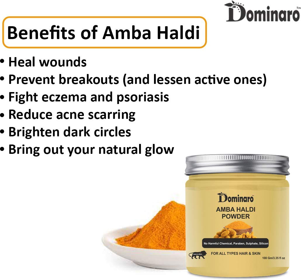 Dominaro Organic Turmeric Powder for Skin Care & Hair - 100g | Natural Brightening & Anti-Aging Solution for Face Masks & Hair Treatments