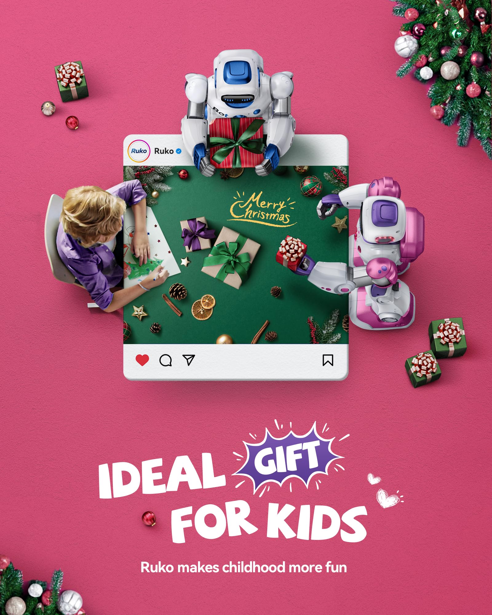 Ruko 1088 Smart STEM Programmable Robot Toy for Kids Ages 4-9 - Interactive RC Robot with Voice & App Control, Educational Gift for Boys & Girls (Pink) | STEM Learning, Birthday Gifts & Interactive Playtime