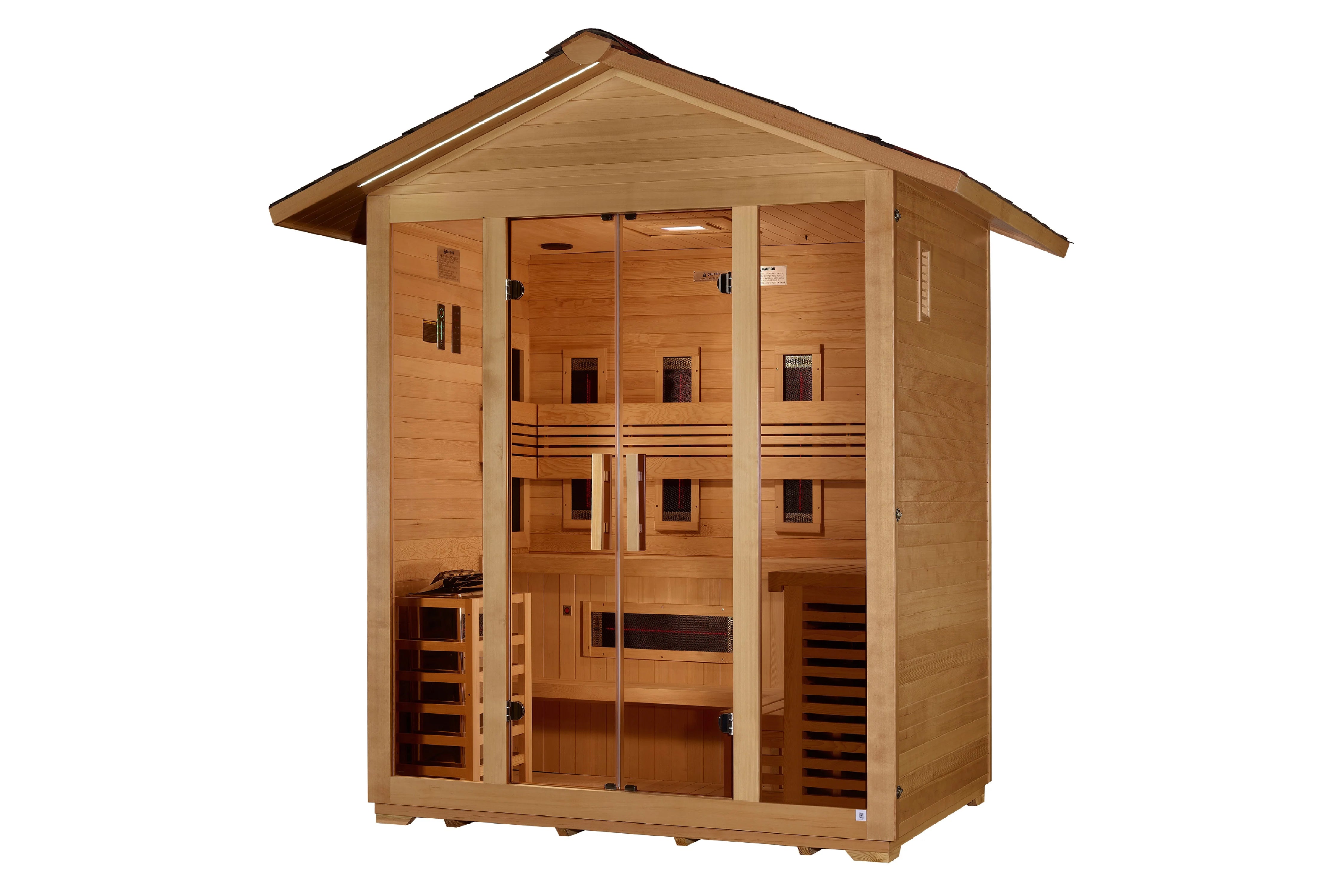 Golden Designs Gargellen 5-Person Full Spectrum Hybrid Outdoor Sauna - Infrared & Traditional Steam Sauna for Home Backyard Relaxation & Detox