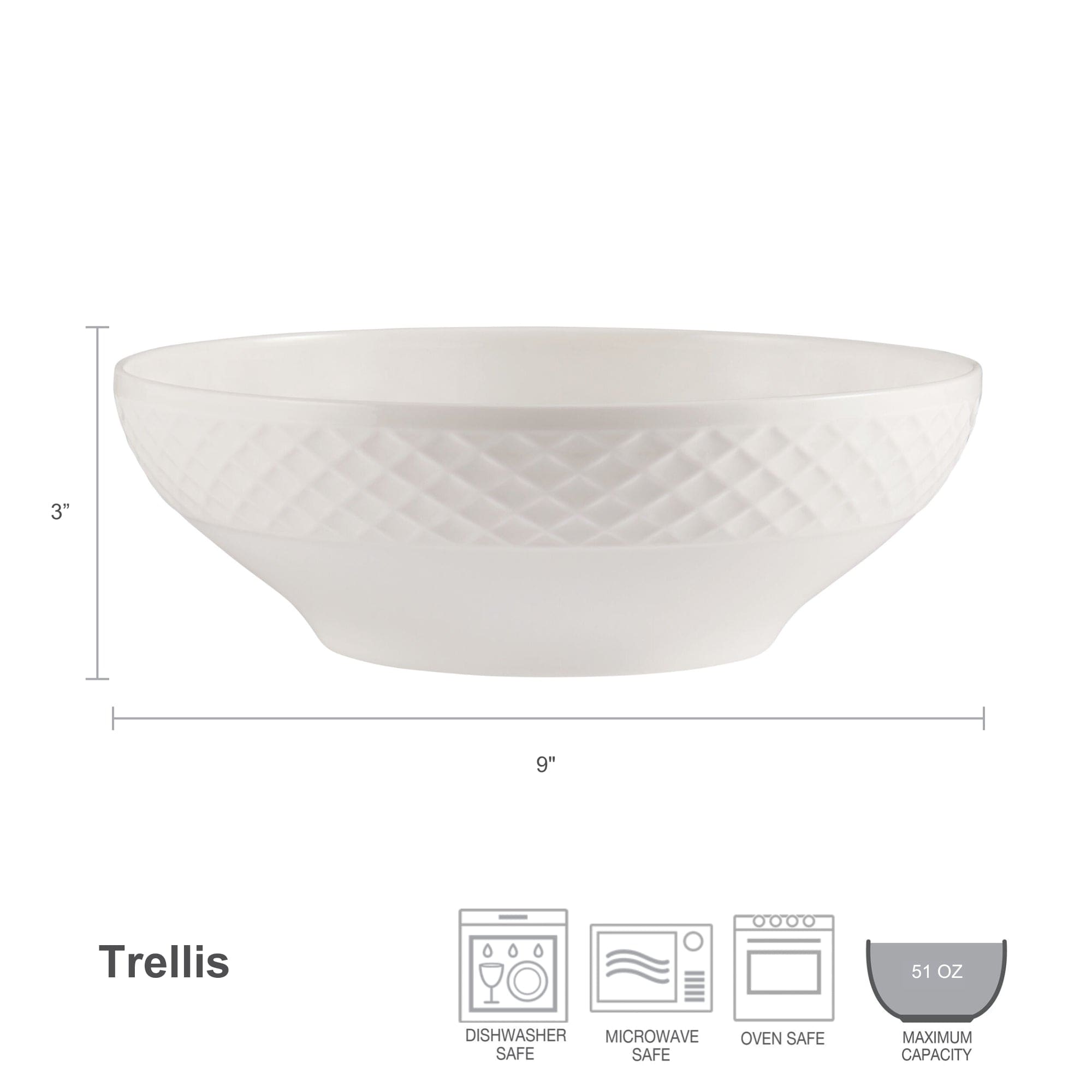 White Ceramic Trellis Vegetable Serving Bowl - Perfect for Salads, Pasta, and Party Appetizers