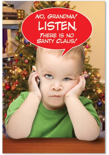 B6900 Box Set of 12 Funny 'No Grandma There Is No Santa Claus' Christmas Cards with Envelopes - Perfect for Holiday Gifts, Office Parties & Family Greetings