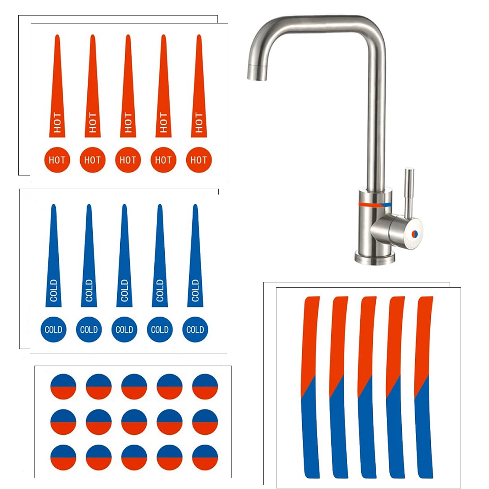 80 Pcs Waterproof Hot and Cold Faucet Stickers - Bathroom & Kitchen Temperature Indicator Labels for Sink, Hotel, School, Restaurant (Durable Adhesive for Easy Identification) - Perfect for Home, Office, and Commercial Use