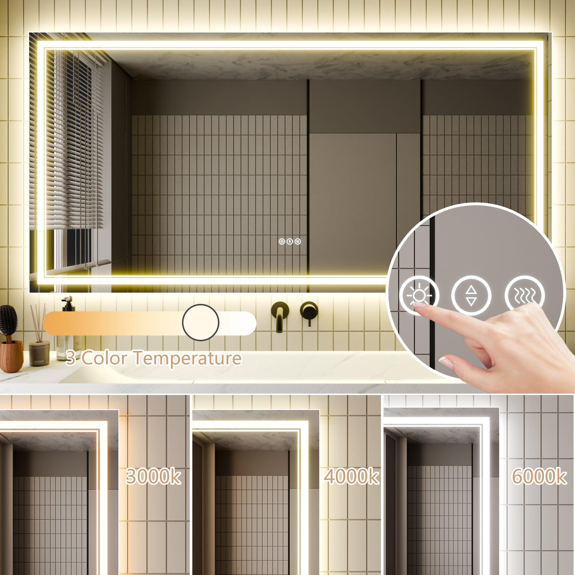 Anti-Fog LED Bathroom Mirror with Dimmable Backlit & Touch Switch - GlareGuard Illuminated Vanity Mirror for Makeup, Shaving & Home Decor