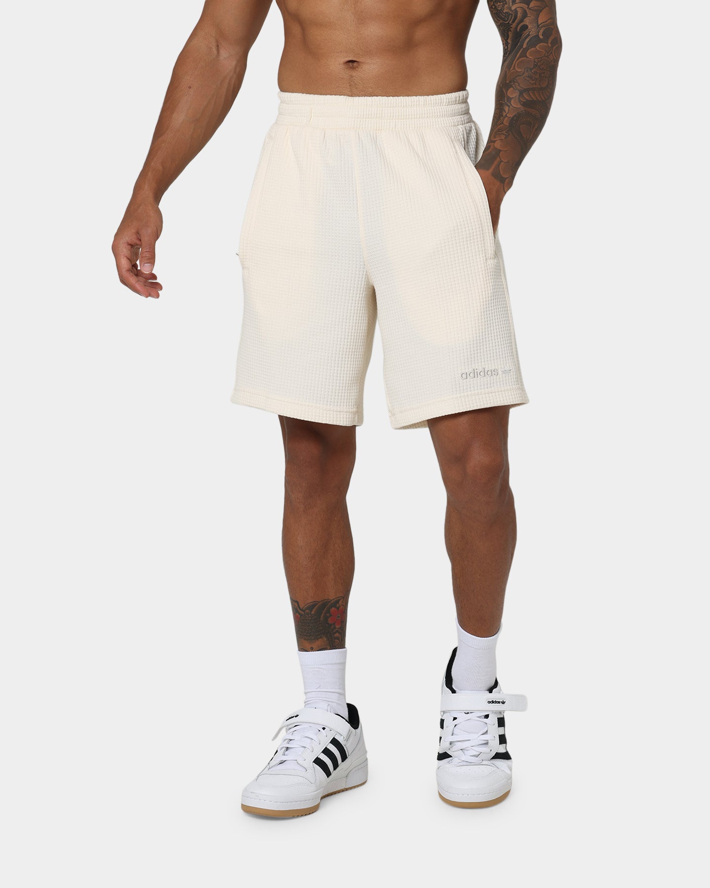 Adidas Waffle Shorts for Men - Wonder White Color - Comfortable Athletic Running Shorts for Gym, Jogging & Casual Wear