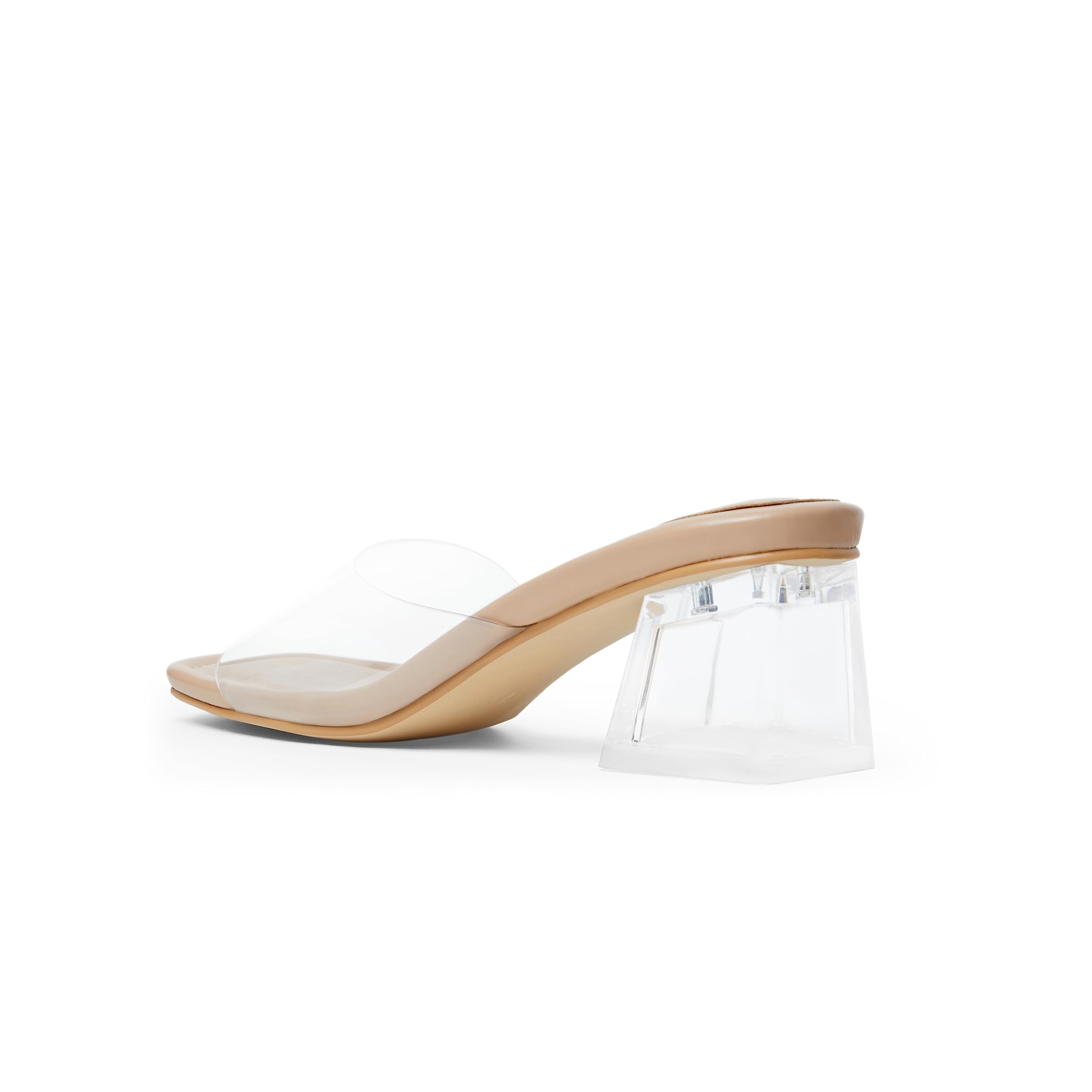 Arromic Women's Clear Block Heel Sandals - 2 Inch Chunky Heels, Square Open Toe, Slip On Backless Design in Black, Nude & White | Perfect for Party, Prom, Wedding & Summer Outfits