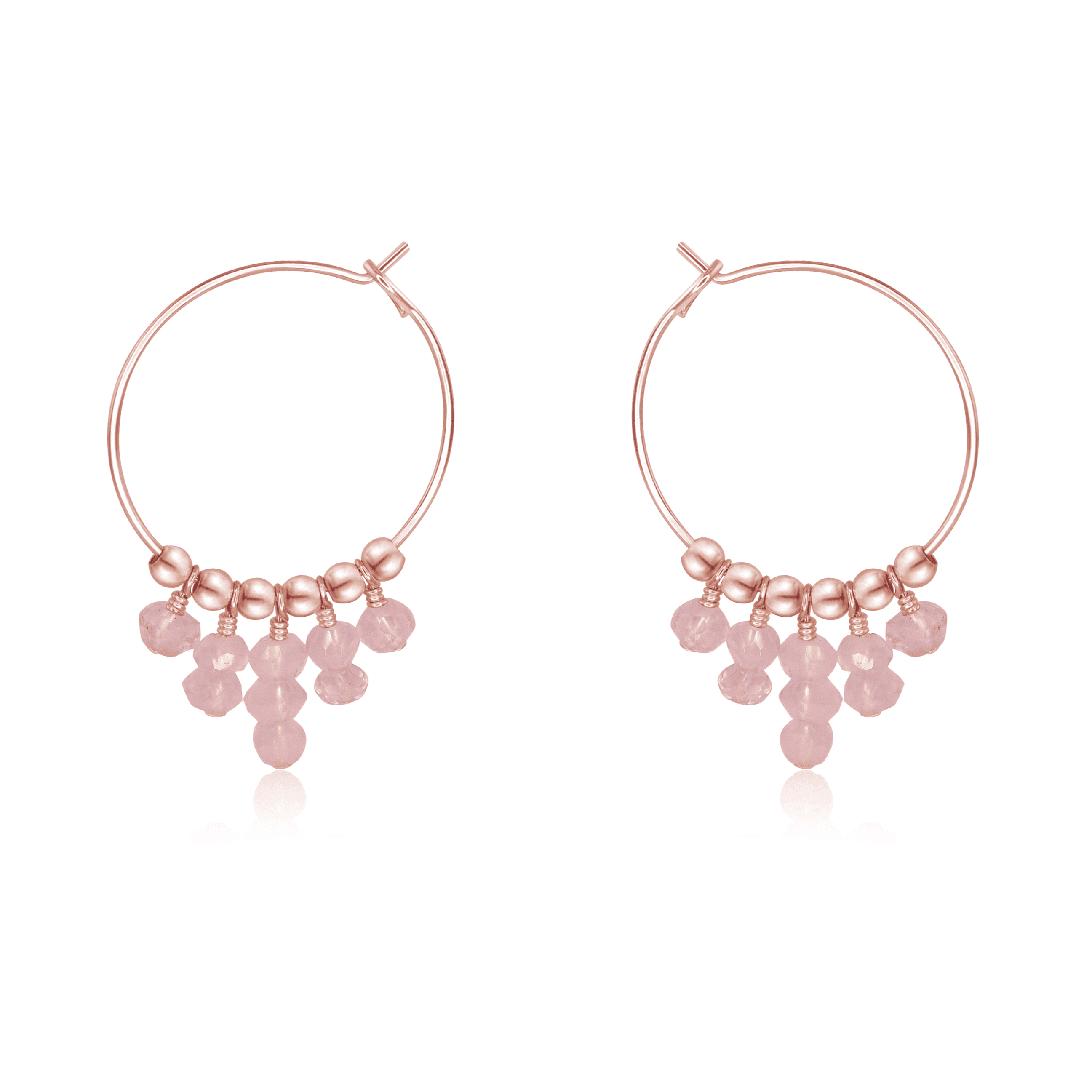 Rose Quartz Statement Hoop Earrings for Women - Elegant Healing Crystal Jewelry for Everyday Wear & Special Occasions