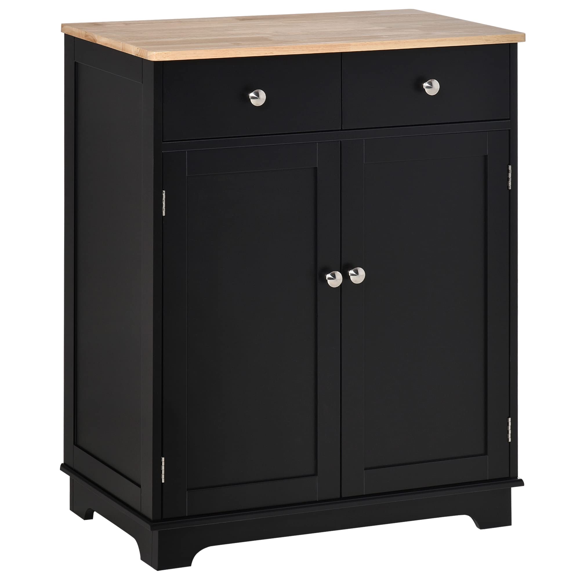 HOMCOM Double Door Sideboard Buffet Cabinet - Kitchen & Coffee Bar Storage with 2 Drawers, Adjustable Shelf - Black Modern Furniture for Living Room, Hallway & Dining Room - Perfect for Home Organization & Entertaining Guests