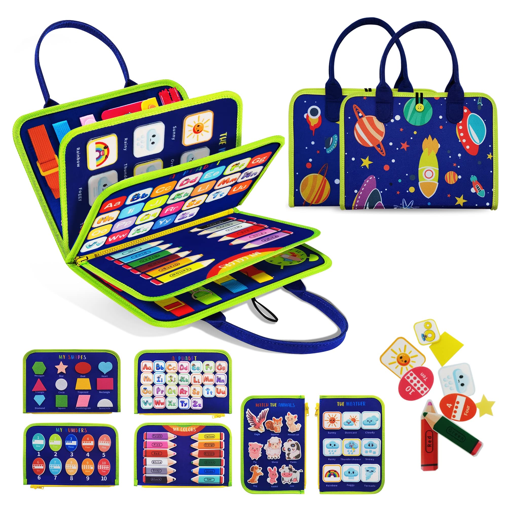 TenFans Busy Board - Montessori Sensory Toy for Toddlers Ages 1-3 - Fine Motor Skills Learning Toy for Boys & Girls - Autism Educational Toy - Perfect Gift for Preschool Learning & Travel Activities