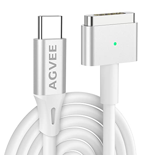 AGVEE 10ft USB-C to Magnetic T-Tip Cable - 85W PD Fast Charger for MacBook Pro/Air (2013-2015) - Silver | Replacement T-Head Charger Converter | Perfect for Home, Office & Travel Charging