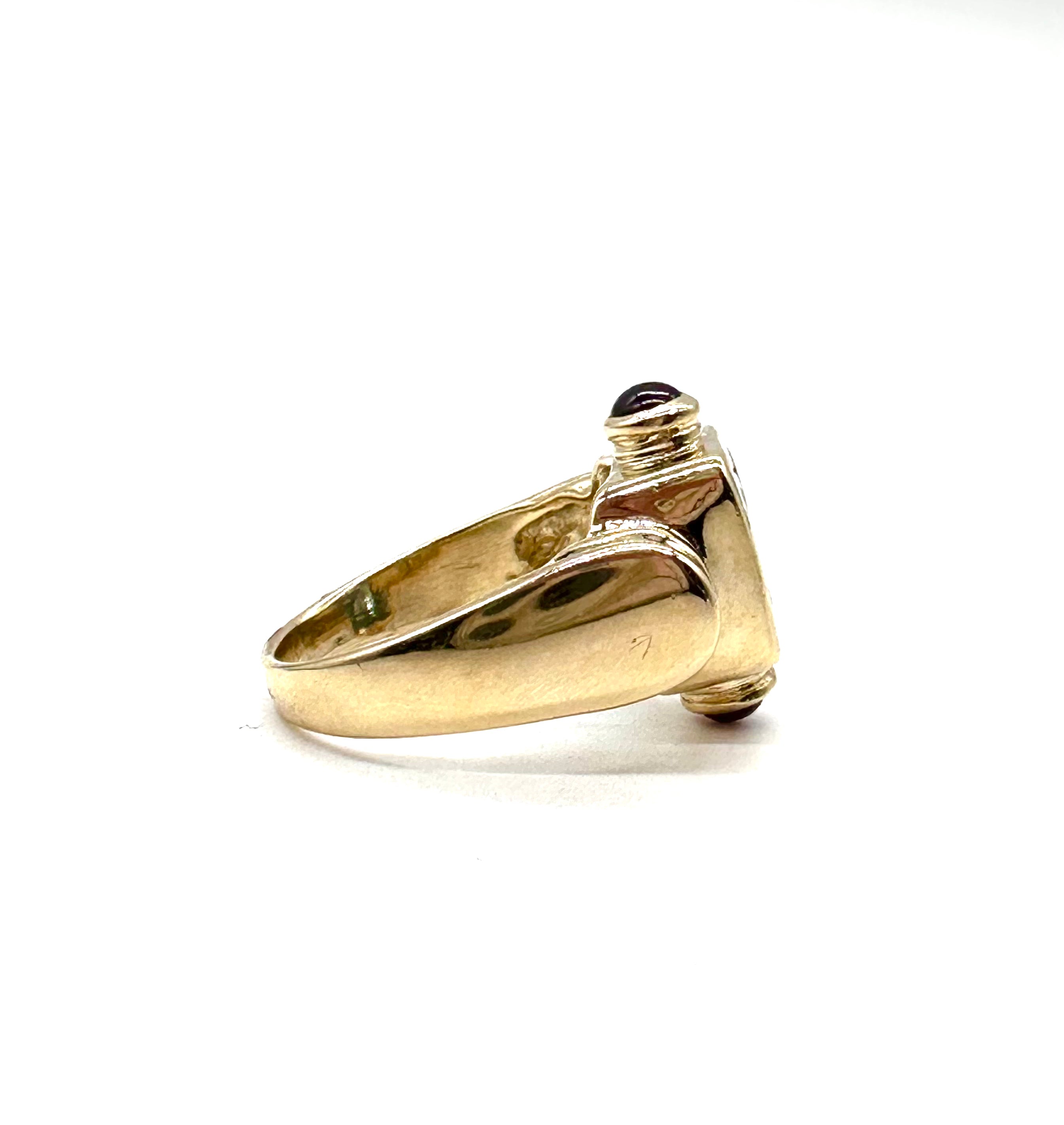 Blue Topaz & Cabochon Ruby Ring - Elegant Sterling Silver Jewelry for Women - Perfect for Weddings, Anniversaries & Special Occasions