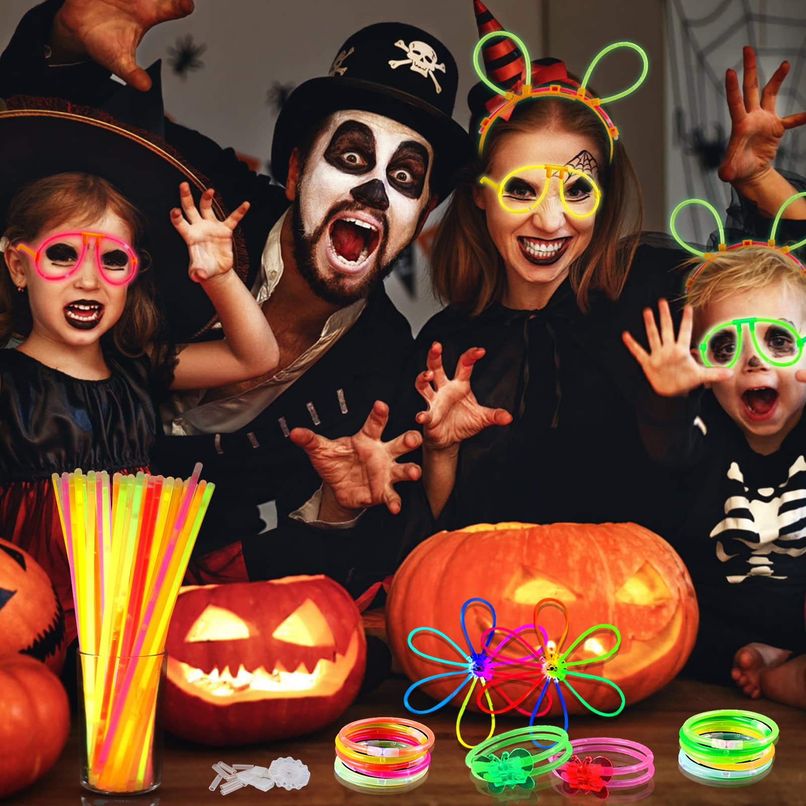 224PCS Glow Sticks Party Pack - Glow Stick Bracelets & Necklaces for Kids & Adults - Neon Glow in the Dark Party Supplies - Perfect for Birthday, Rave, Halloween & Night Events
