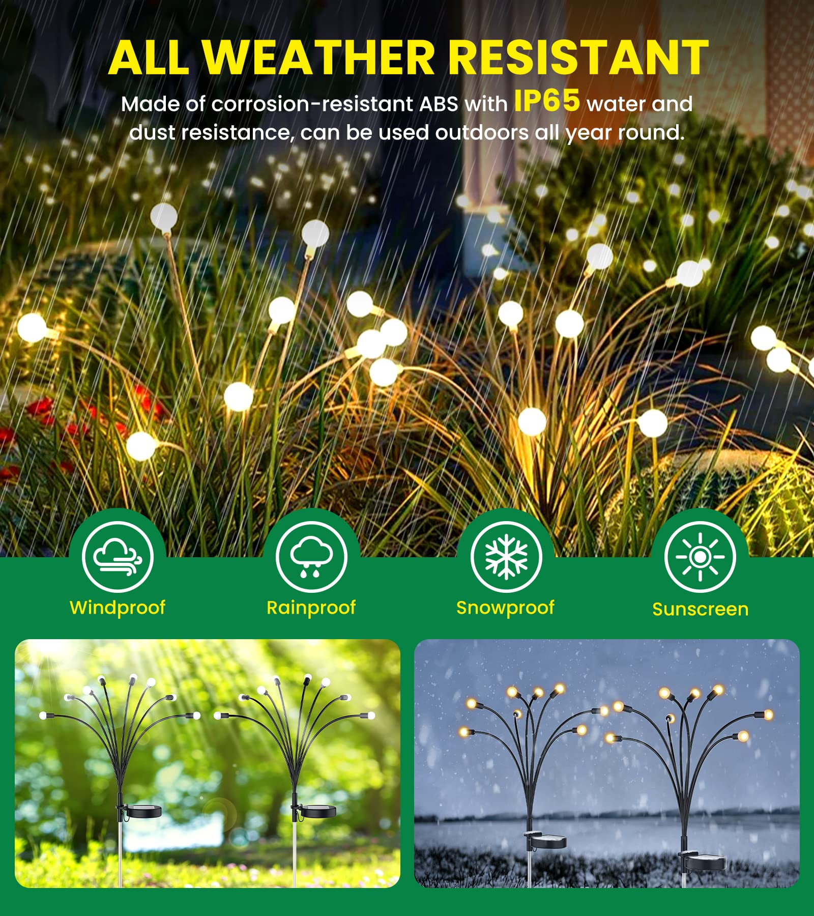 Solar Firefly Lights 6 Pack - Waterproof Outdoor Solar Garden Lights for Yard, Patio & Pathway Decoration