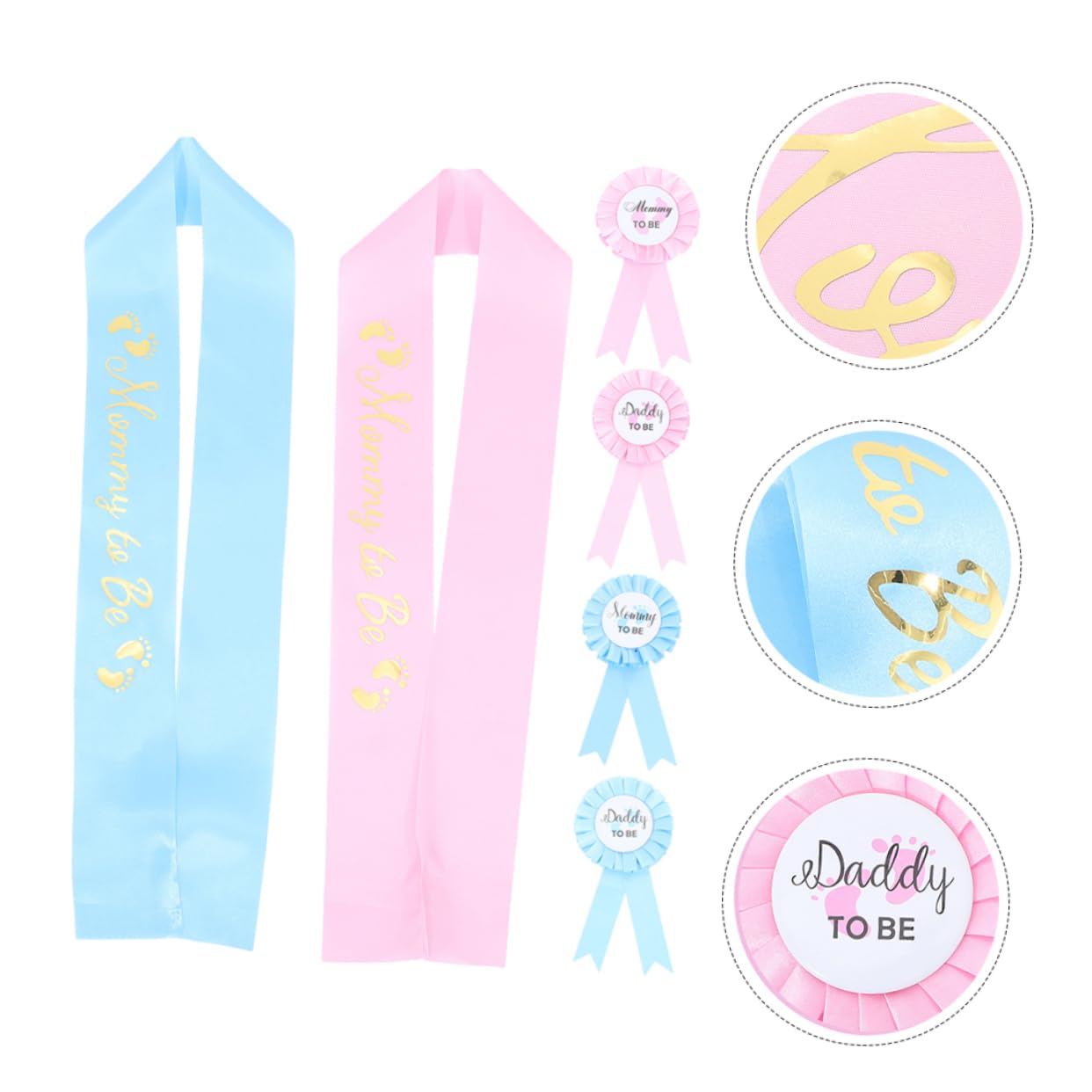 2 Sets Maternity Belt & Shower Badge Pins for Mom and Dad to Be - Comfortable Pregnancy Support & Gender Reveal Party Accessories - Perfect for Baby Showers, Maternity Photos, and Parenting Announcements