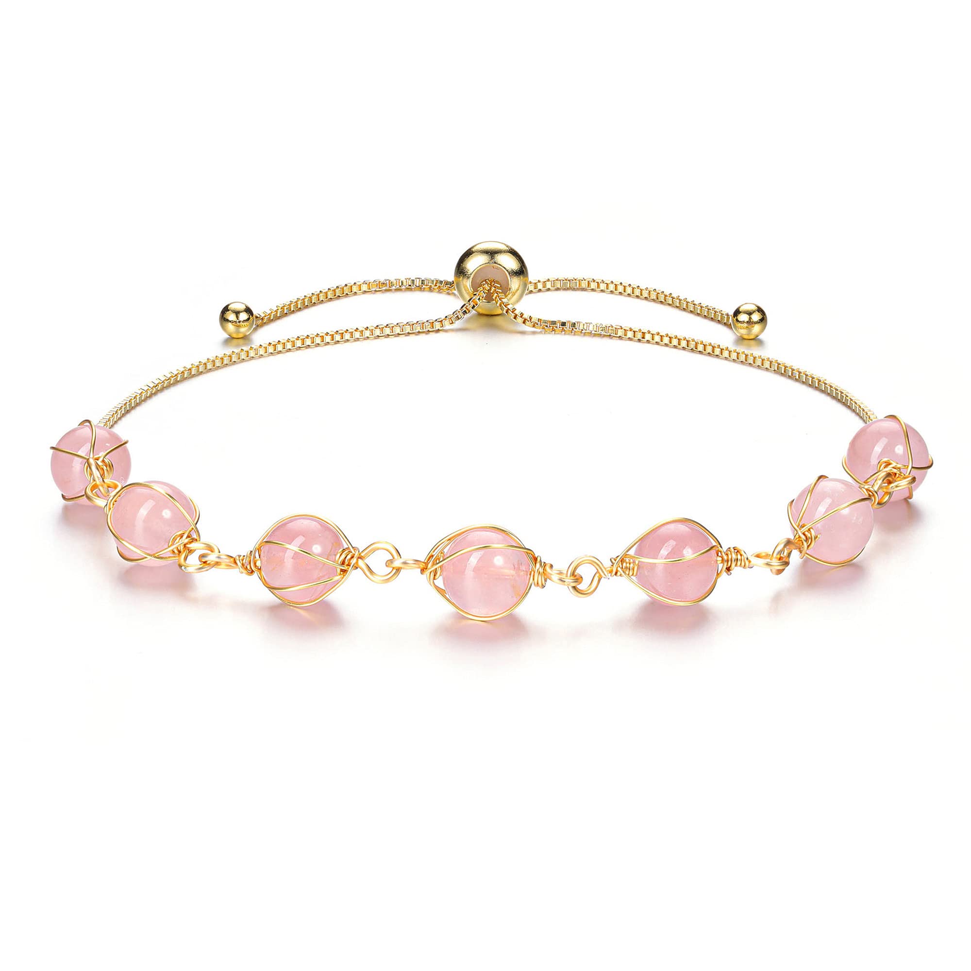 7 Chakra Healing Crystal Stone Bead Adjustable Ankle Bracelet for Women - 14K Gold Plated Spiritual Jewelry, Birthday Gift for Mom, Wife, Sister | Yoga, Meditation, Energy Balancing Accessory