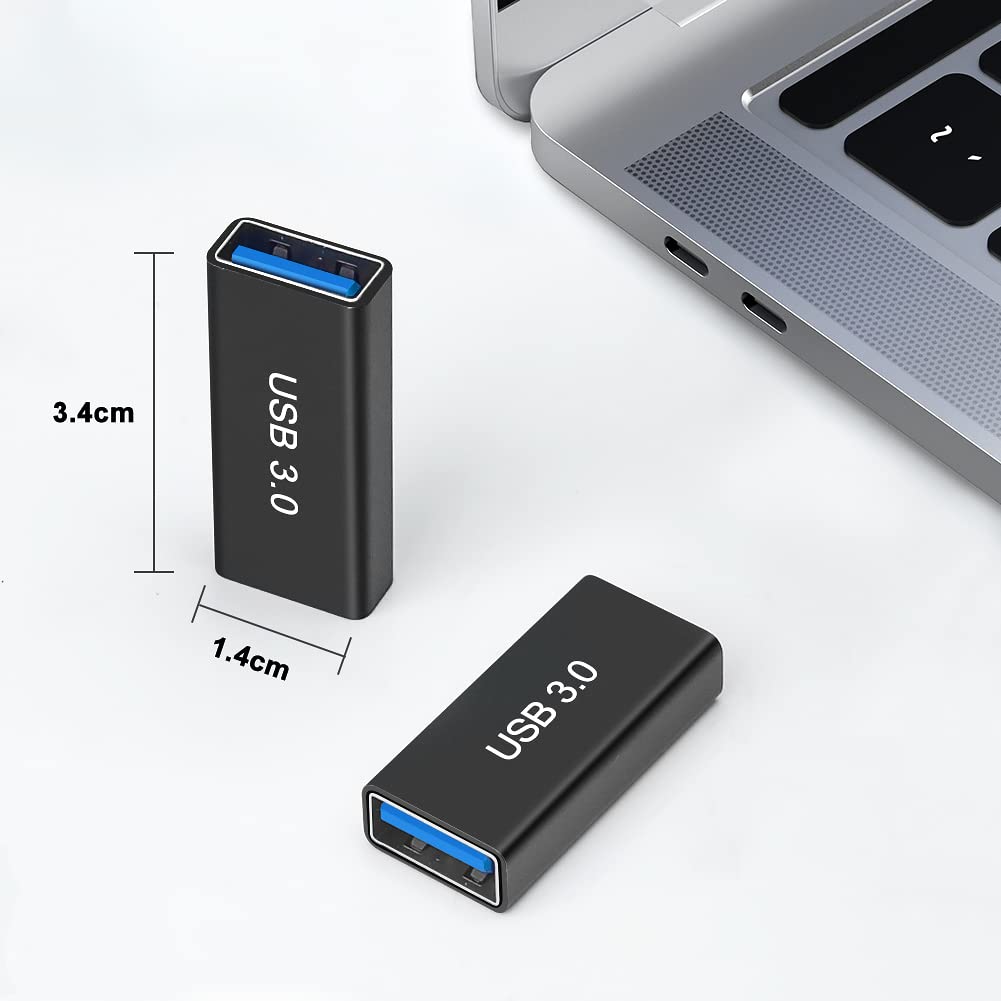 LEIZHAN USB 3.0 Female to Female Adapter (2 Pack) - High Speed Data Transfer for External Hard Drives, Printers & Cameras - Connect Two Male USB Devices Easily