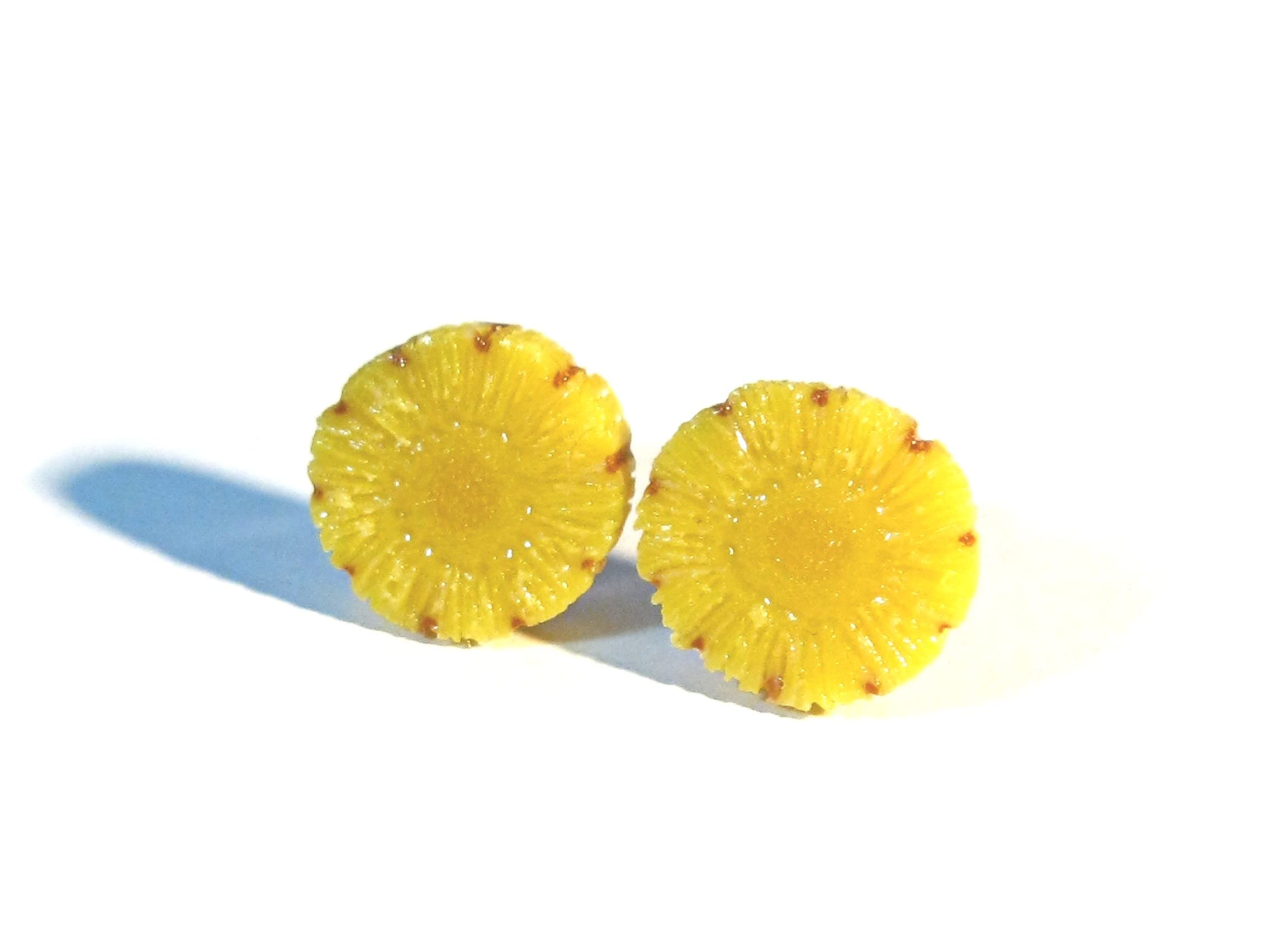 Pineapple Slice Stud Earrings - Cute Tiny Food Jewelry for Women - Perfect for Summer, Beach Vacations & Tropical Themed Parties