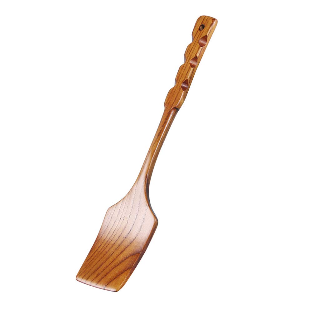 Amosfun Wooden Spatula Set - 3-Piece Bamboo Wok Turner, Non-Stick Cooking Utensil with Long Handle - Perfect for Stir-Fry, Flipping Pancakes & Sauteing in Home Kitchen