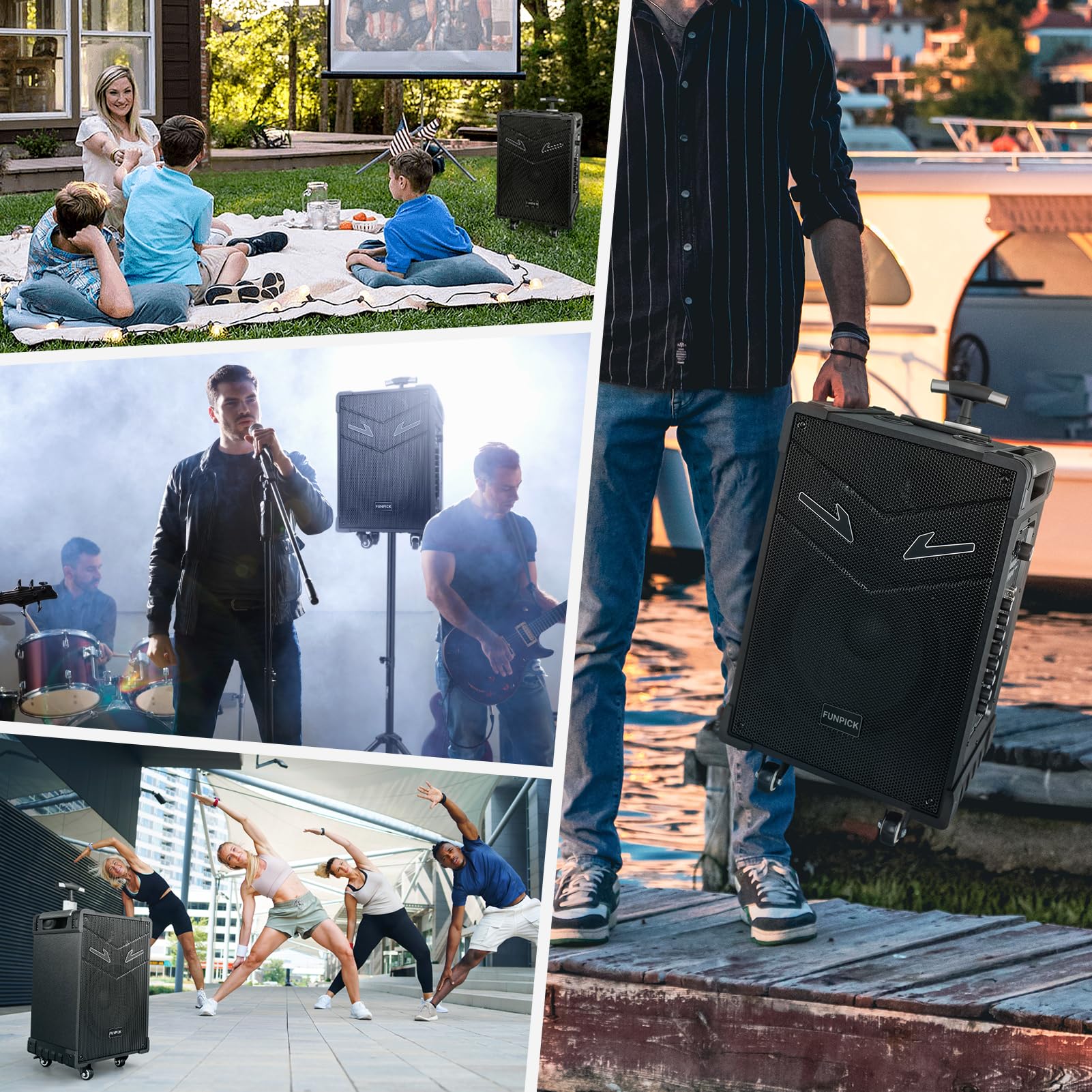 FTSK10-3 10-Inch 3-Way PA System with Bluetooth - Rechargeable Karaoke Speaker with Wireless Crystal Mic, Supports Guitar/USB/FM/AUX/TWS - Perfect for Home Parties, Outdoor Events & Live Performances
