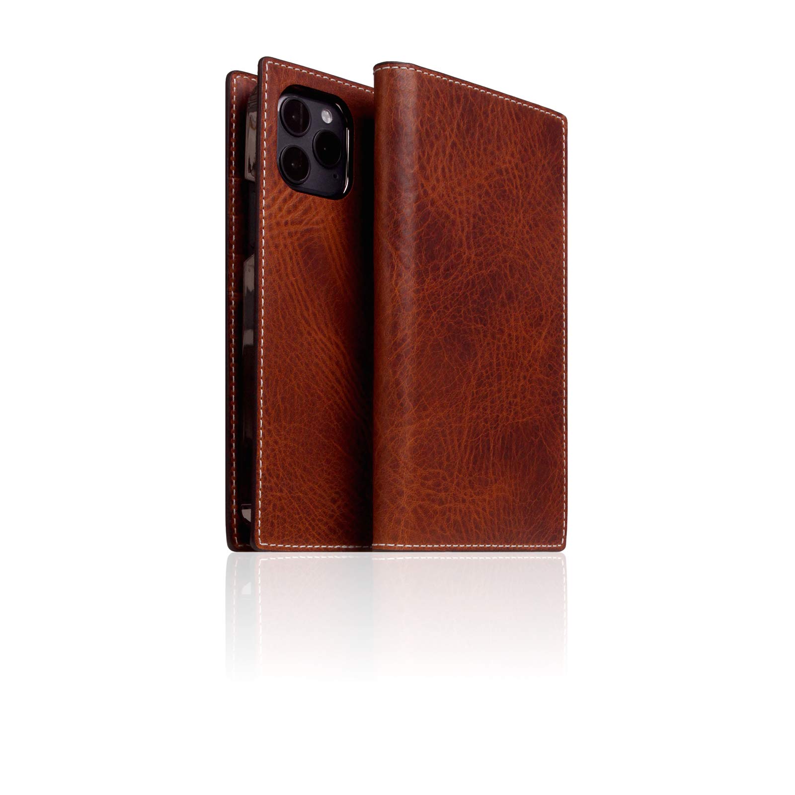 Premium SLG Italian Wax Leather Wallet Case for iPhone 12 Pro Max - Handmade Flip Cover with Card Slots & Gift Box (Brown) | Perfect for Business Professionals & Daily Use