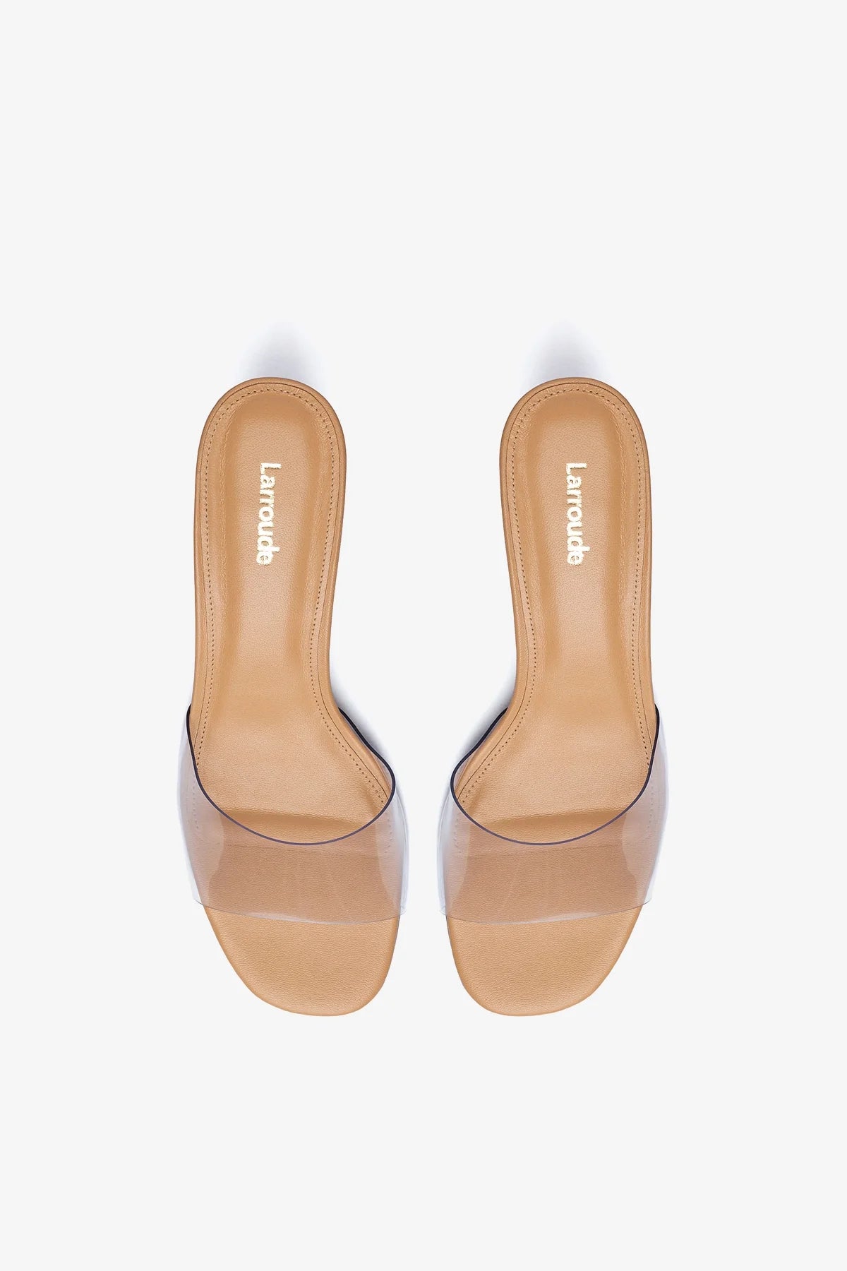 Vivi Tan Leather & Vinyl Lucite Mule Shoes - Comfortable Slip-On Heels for Women | Perfect for Office, Party & Casual Wear