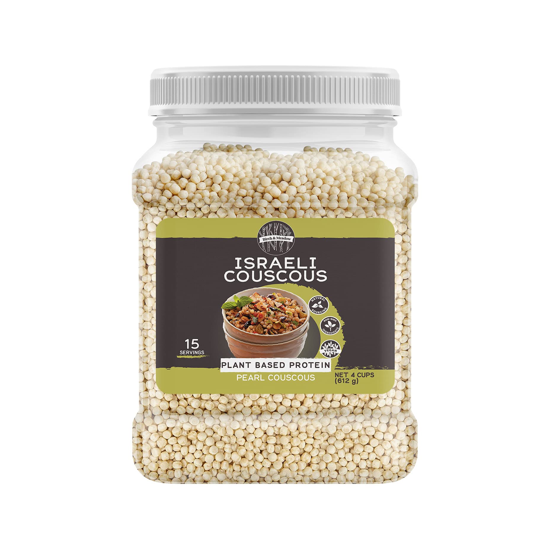 Premium Israeli Couscous by Birch & Meadow - 4 Cups for Salads, Pasta Dishes & Healthy Meals | Perfect for Mediterranean Cuisine, Meal Prep & Gourmet Cooking