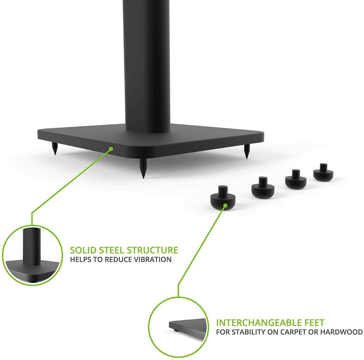 Kanto SP32PL 32-Inch Adjustable Speaker Floor Stands for Home Theater & Studio Monitors - Heavy Duty, Stable & Durable Speaker Stands for Bookshelf & Surround Sound Speakers